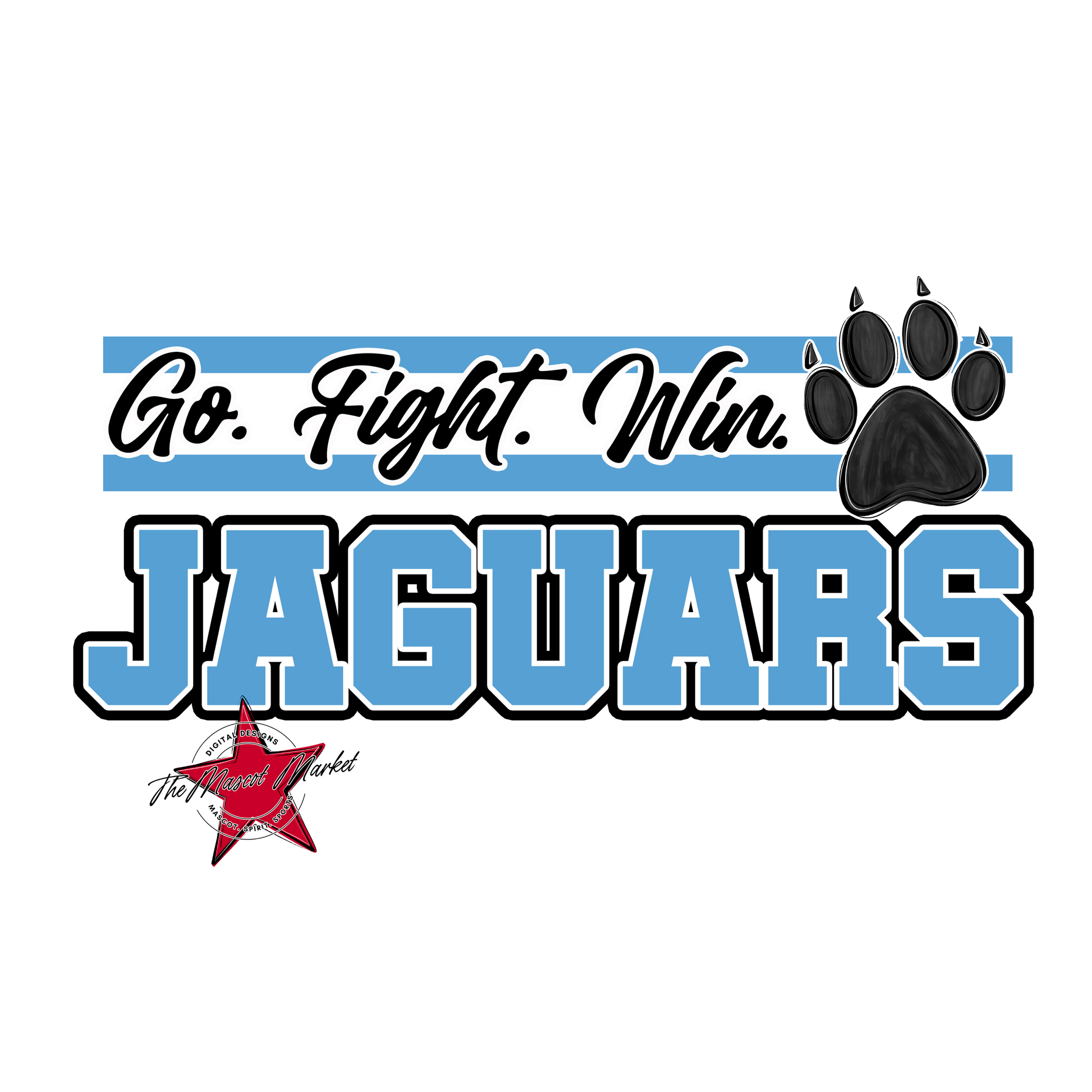 Jaguars Go Fight Win Mascot Lines-Carolina Blue