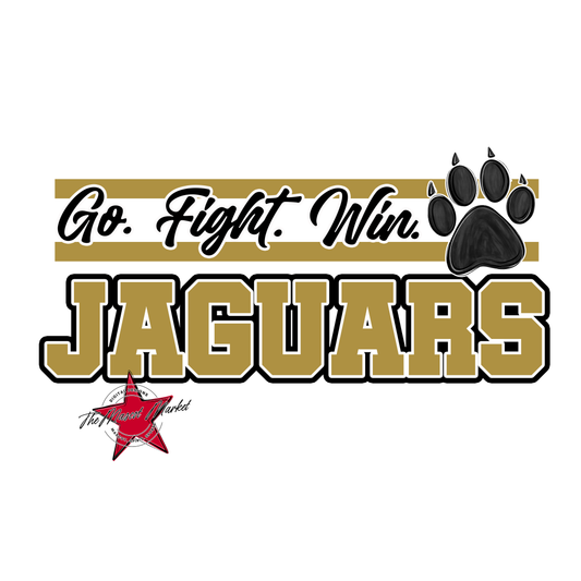 Jaguars Go Fight Win Mascot Lines-Gold