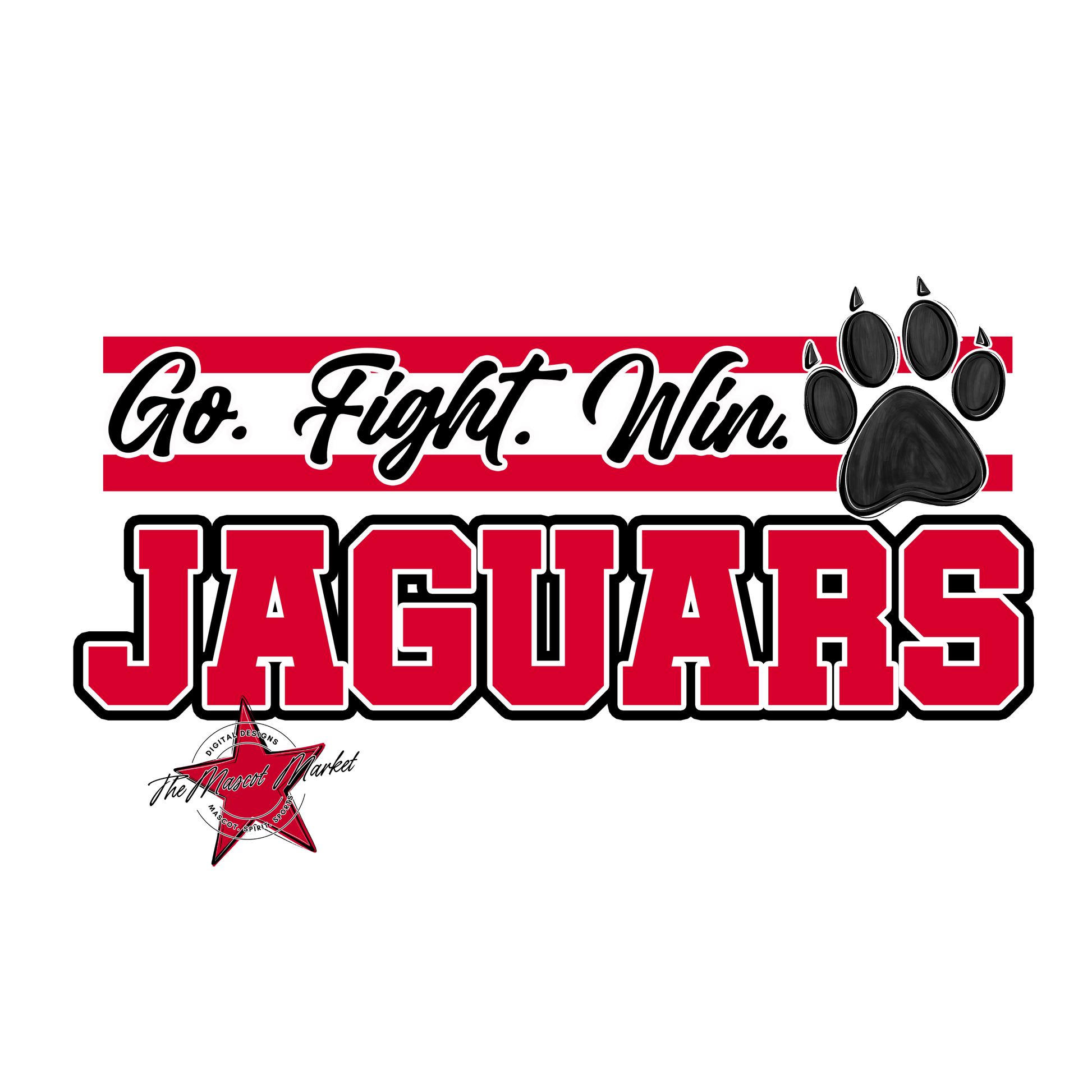Jaguars Go Fight Win Mascot Lines-Red