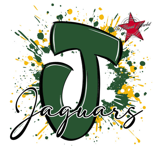 Jaguars Mascot Splatter-Green & Yellow