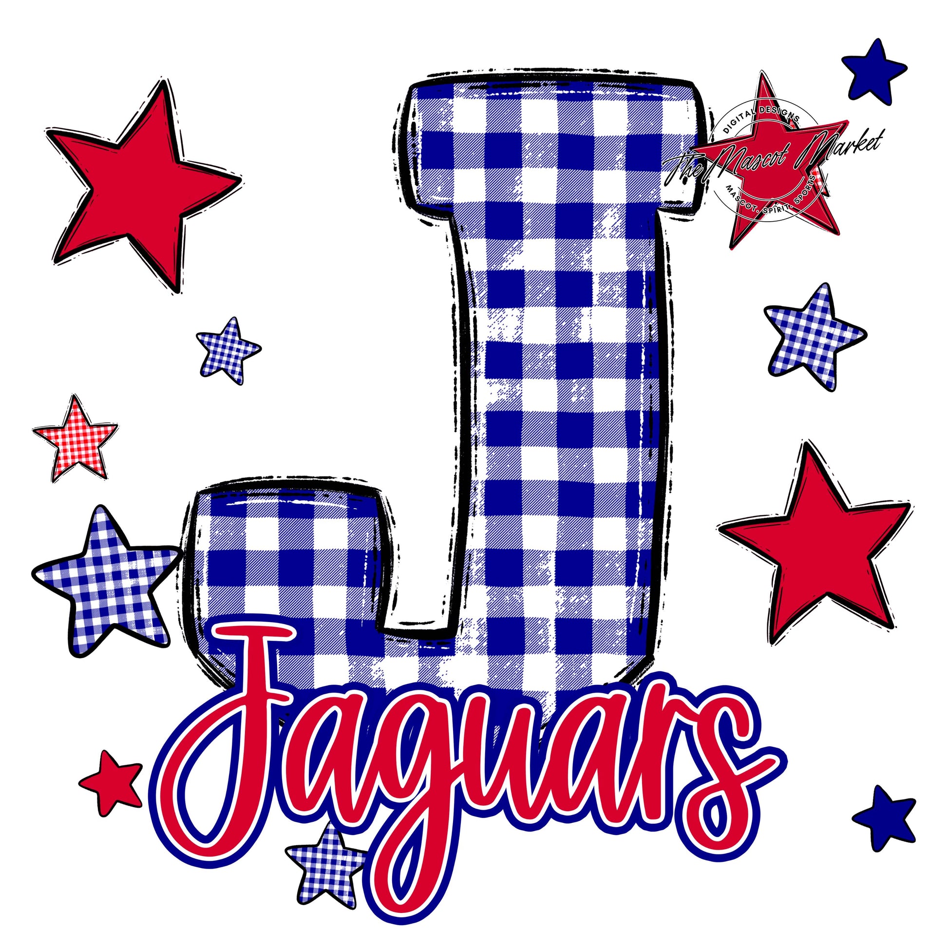 Jaguars Plaid Star Design-Blue & Red