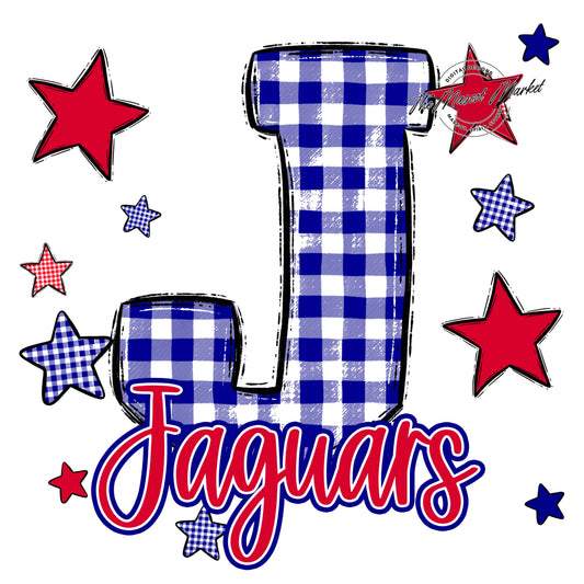 Jaguars Plaid Star Design-Blue & Red