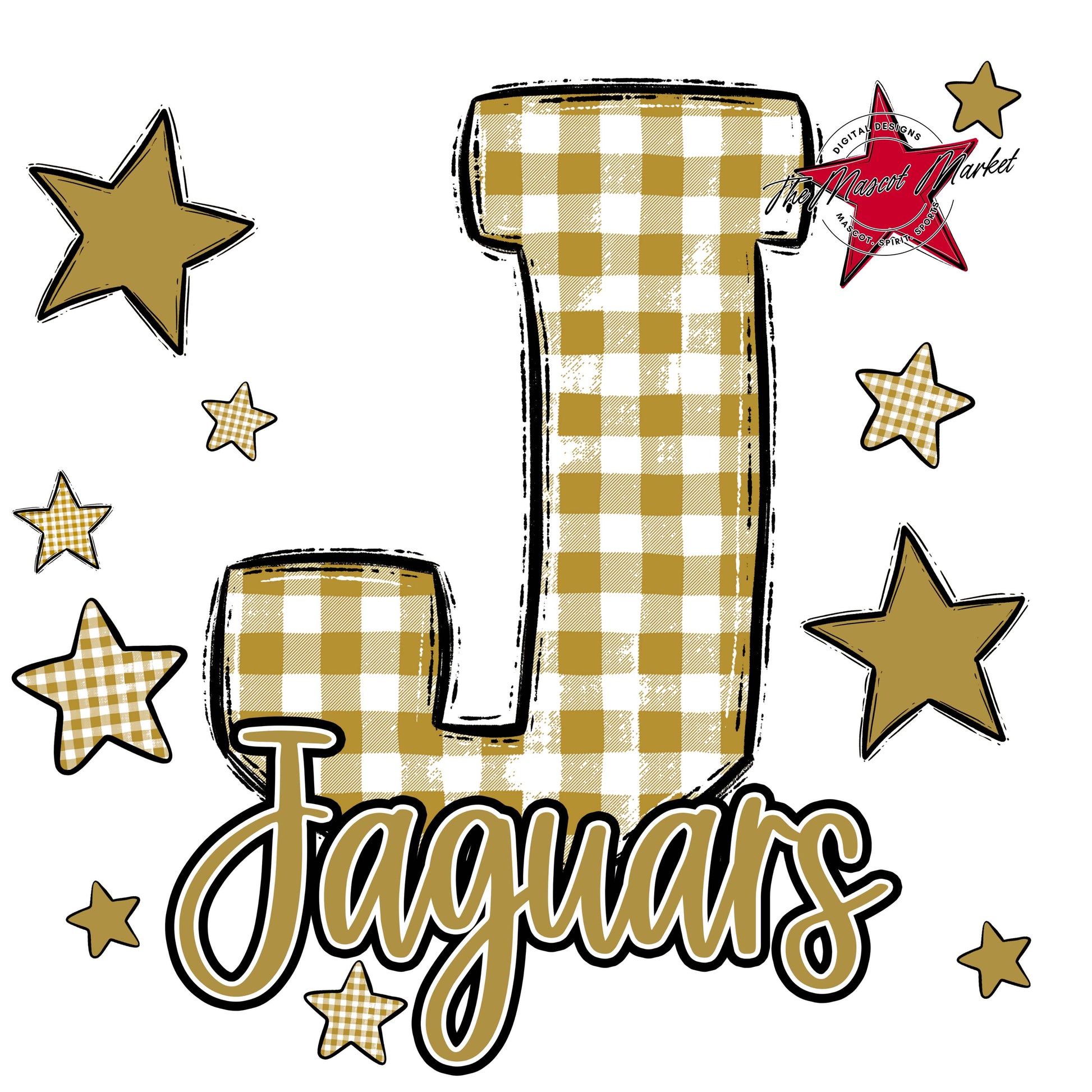 Jaguars Plaid Star Design-Gold
