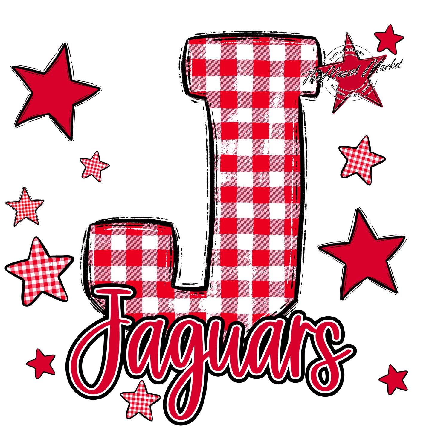 Jaguars Plaid Star Design-Red