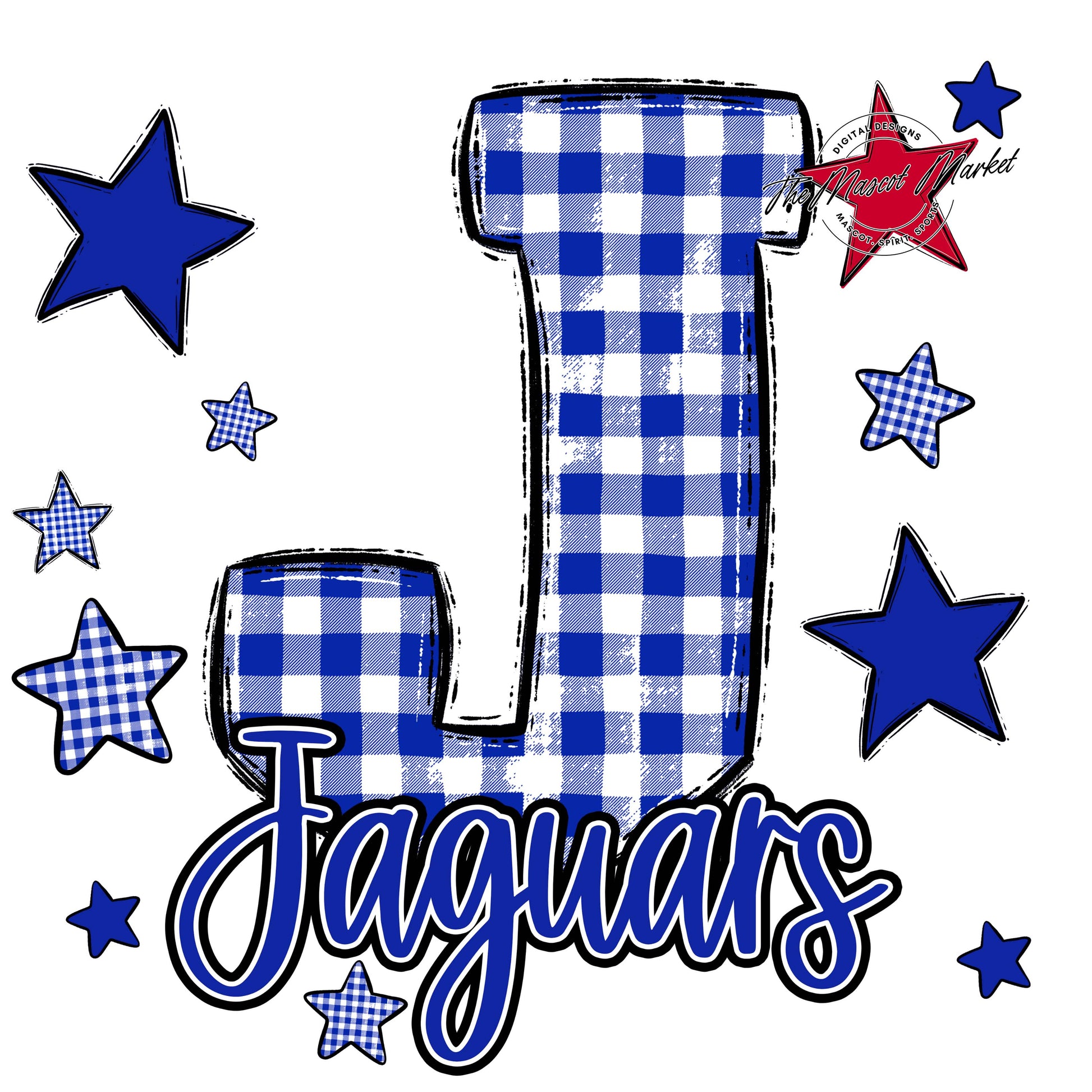 Jaguars Plaid Star Design-Royal Blue
