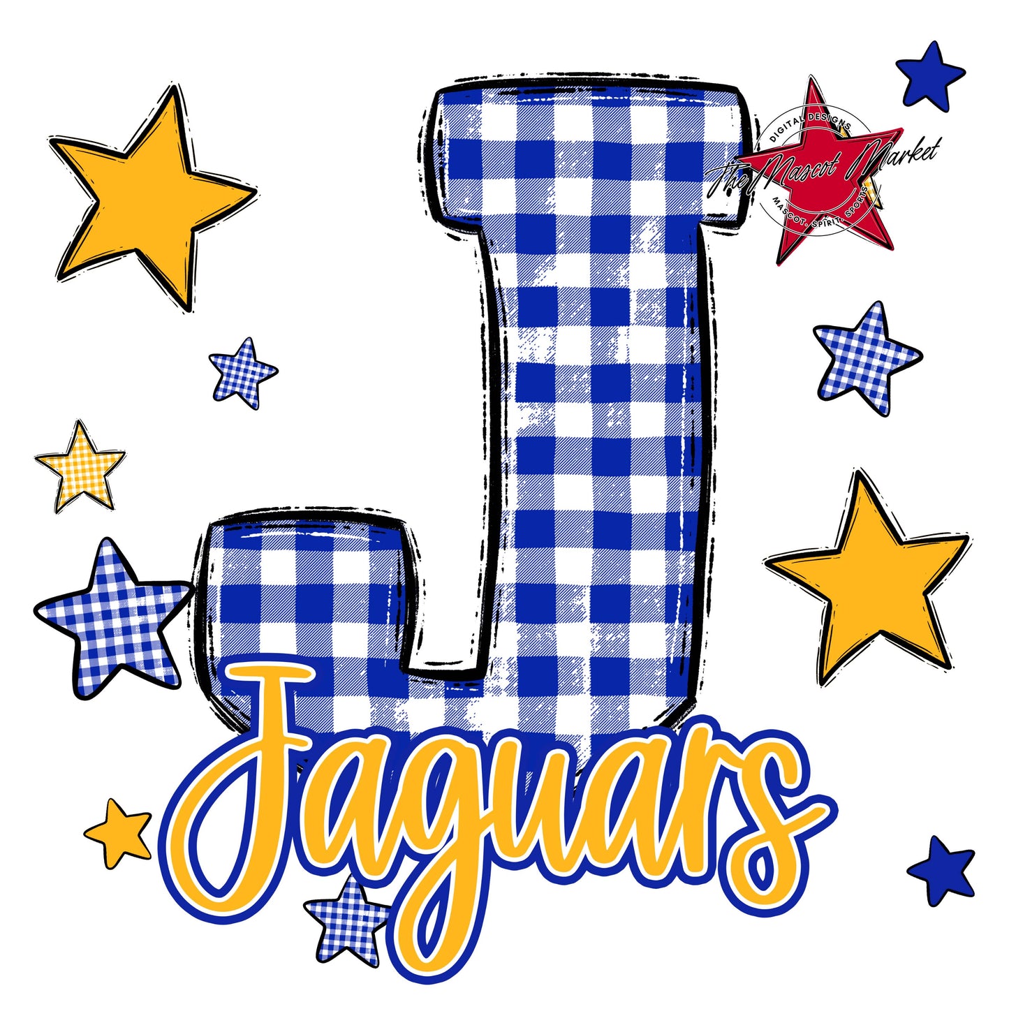 Jaguars Plaid Star Design-Royal Blue & Yellow