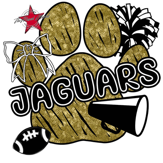 Jaguars Sequins Paw Print Design-Gold