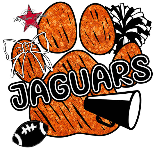 Jaguars Sequins Paw Print Design-Orange