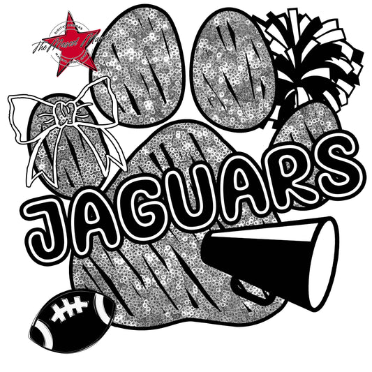 Jaguars Sequins Paw Print Design-Silver
