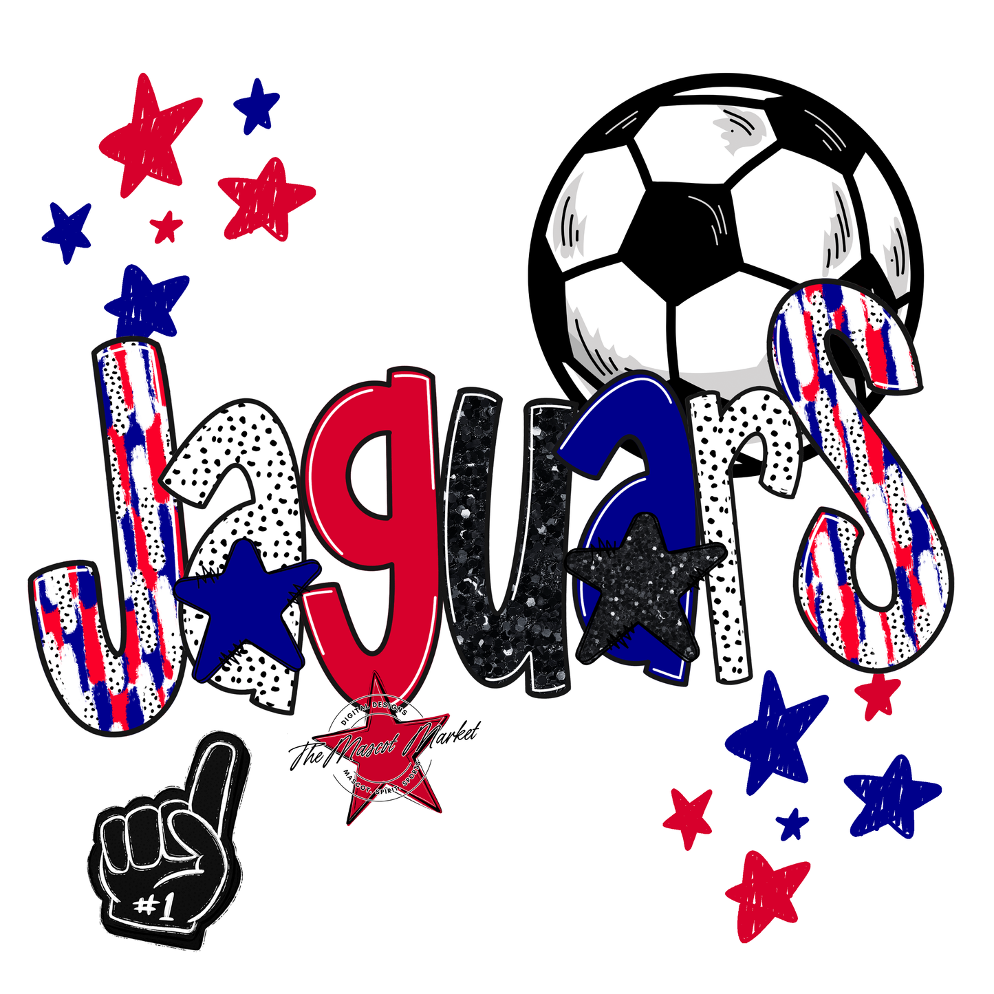 Jaguars Soccer Scrape-Blue-Red