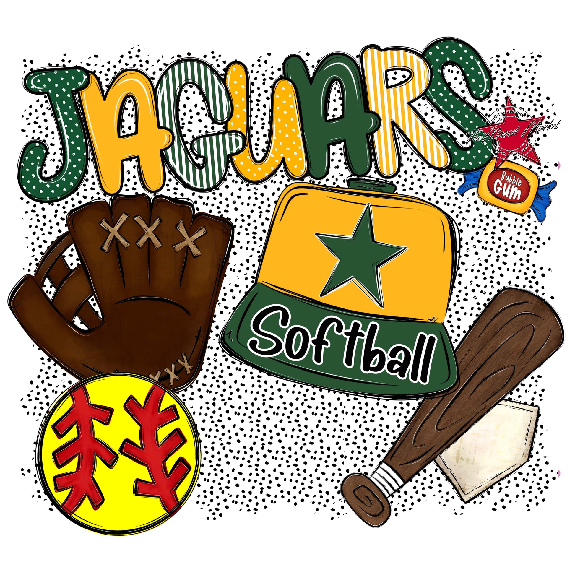Jaguars Softball Spirit-Green & Yellow