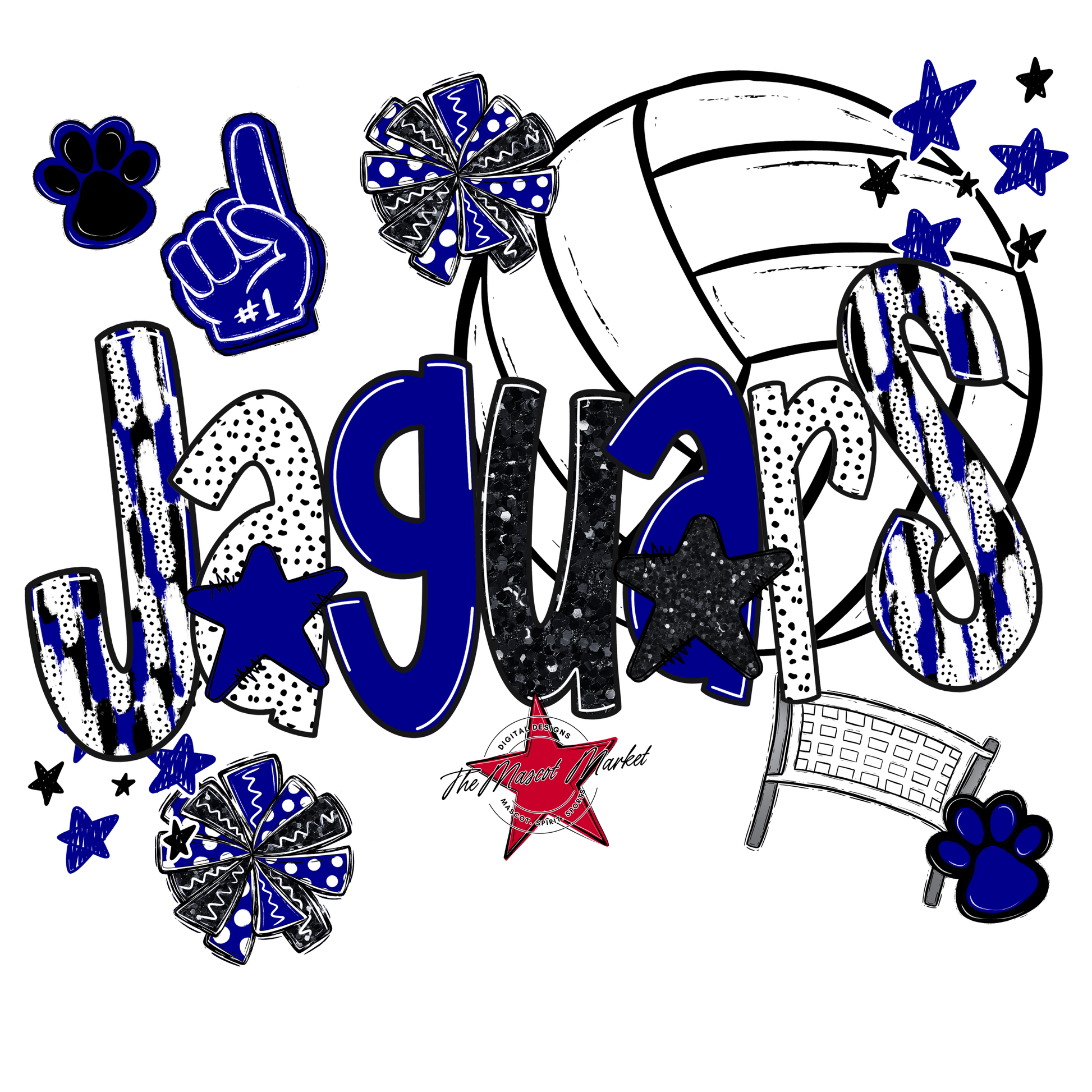 Jaguars Volleyball Scrape-Blue