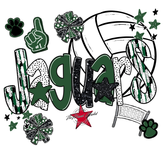 Jaguars Volleyball Scrape-Green