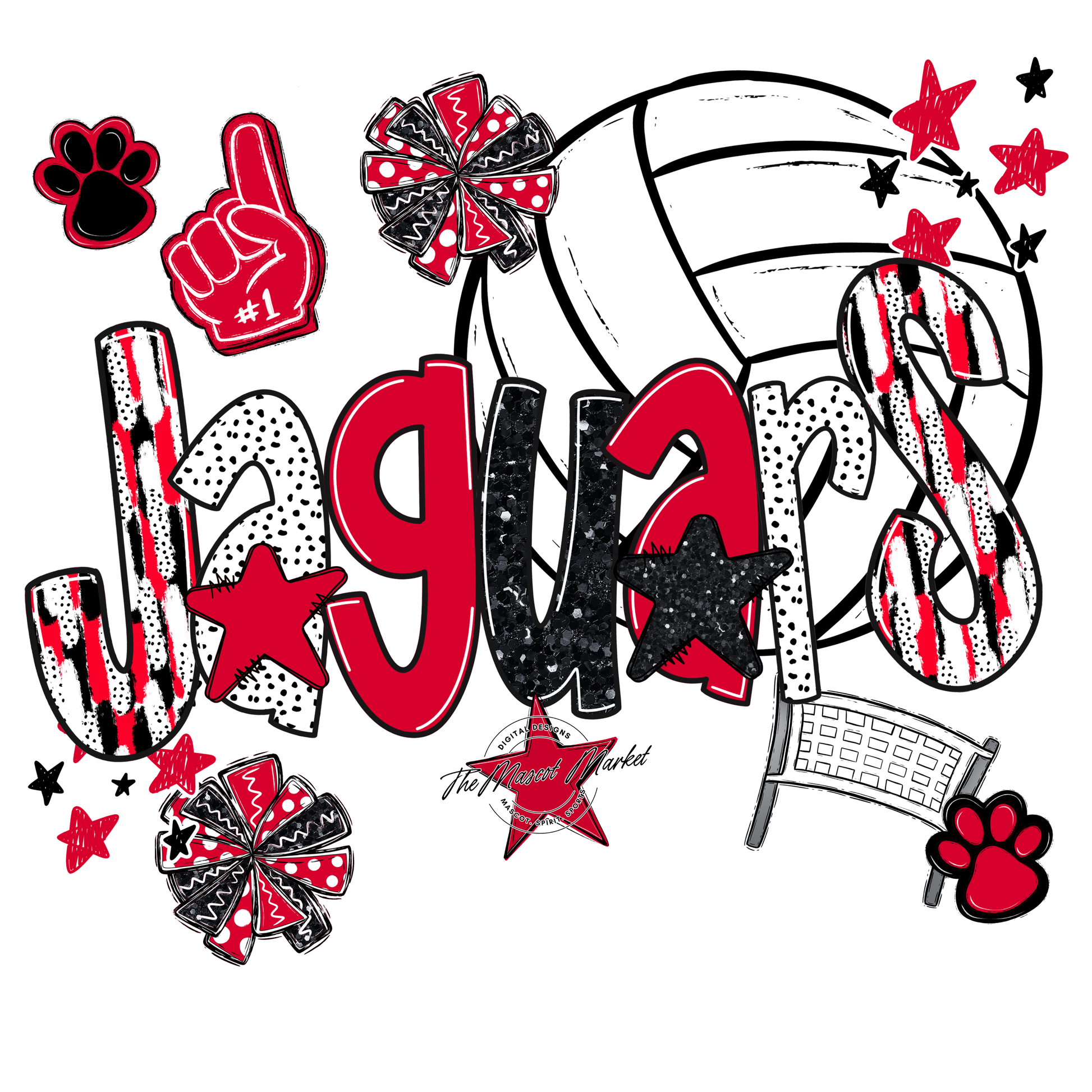 Jaguars Volleyball Scrape-Red