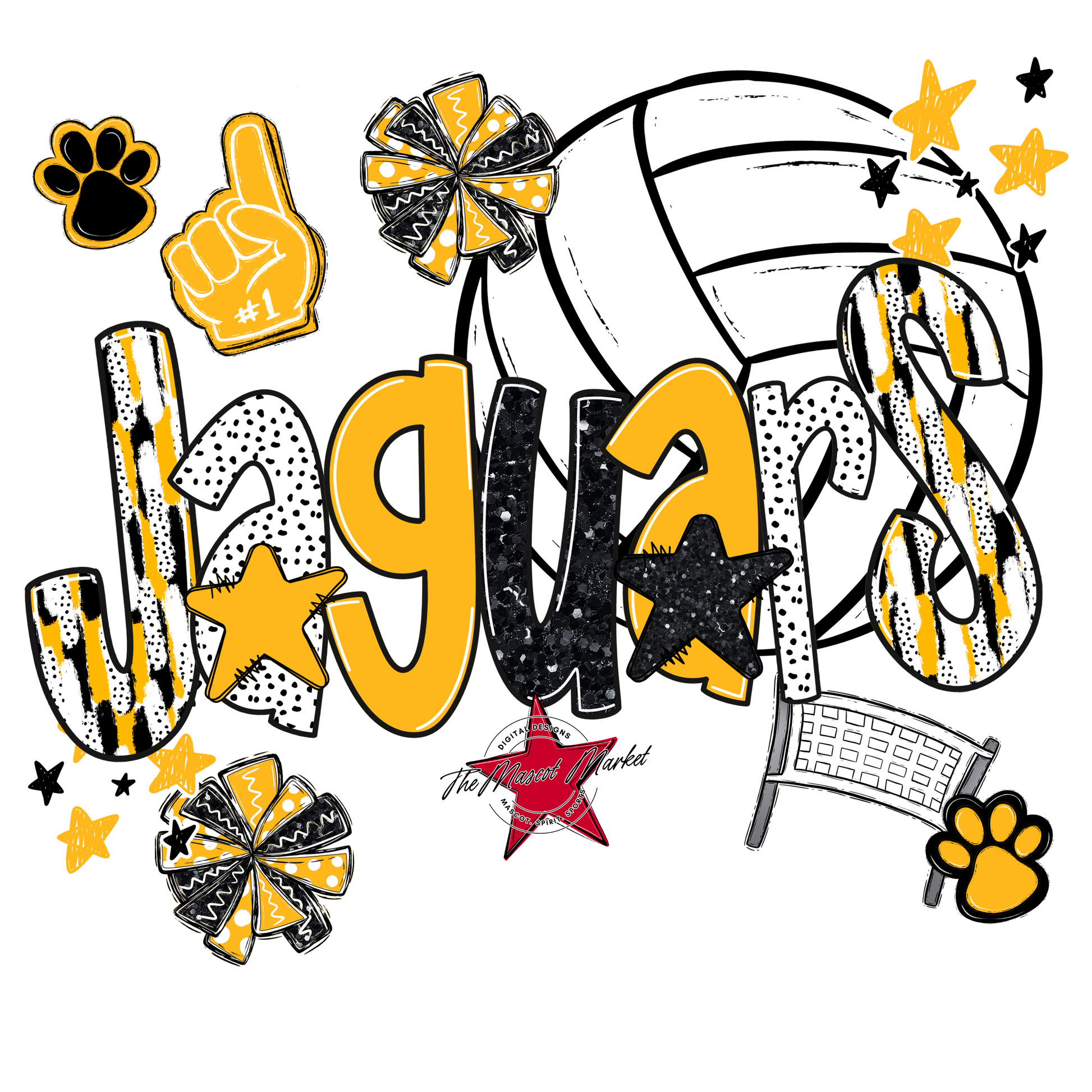 Jaguars Volleyball Scrape-Yellow