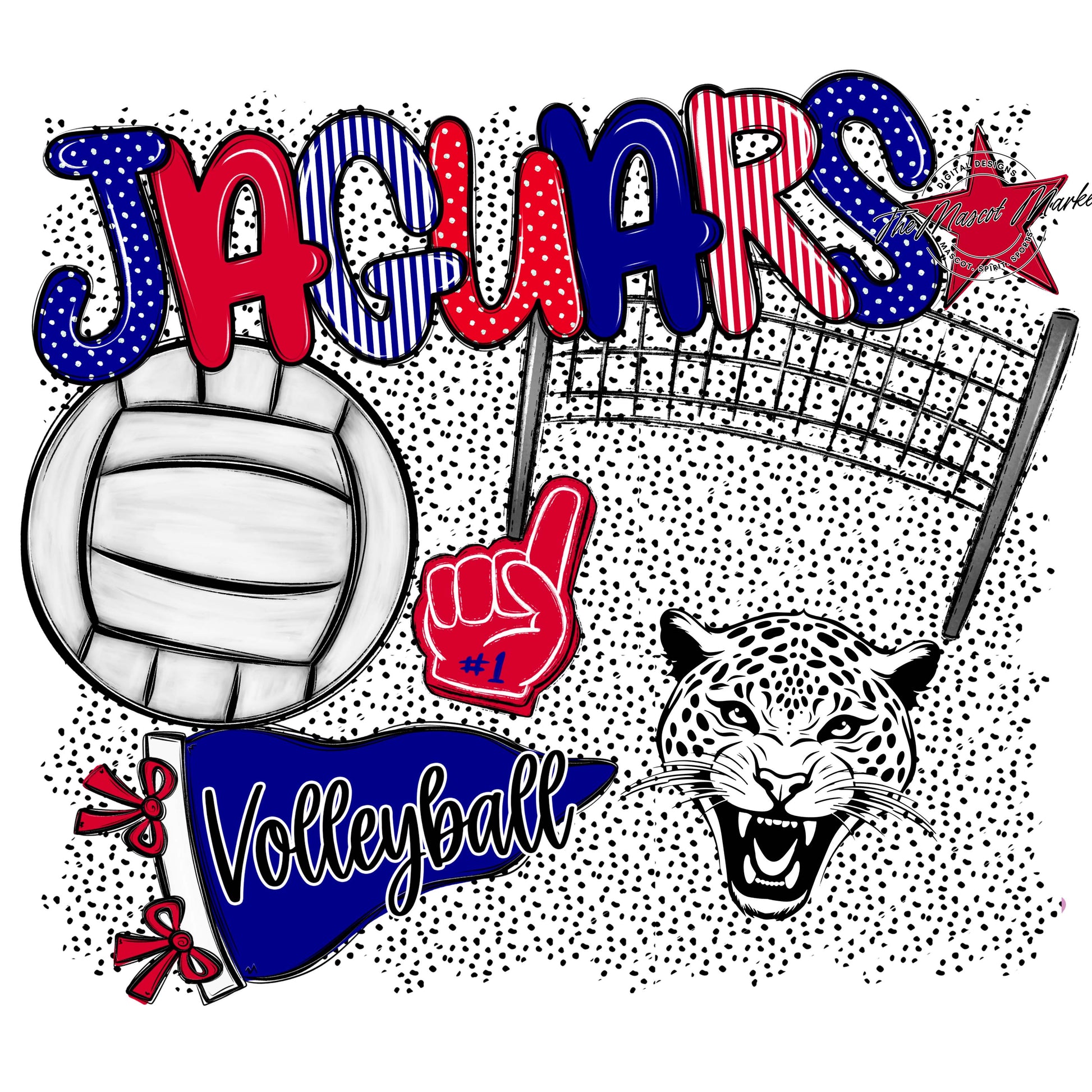 Jaguars Volleyball Spirit-Blue & Red