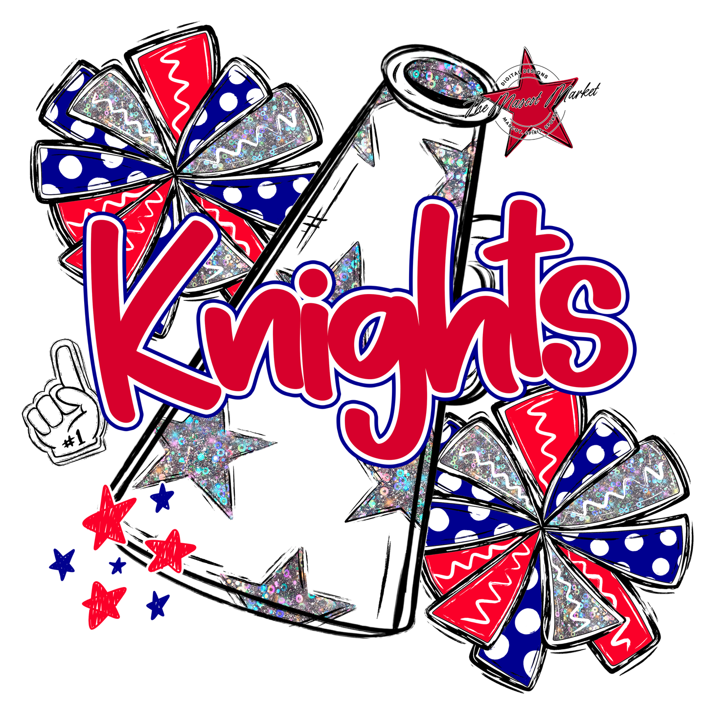 Knights Alpha Megaphone Design-Blue-Red