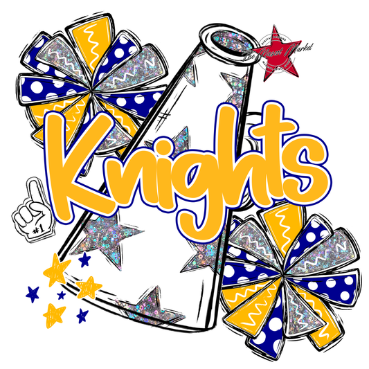 Knights Alpha Megaphone Design-Blue-Yellow