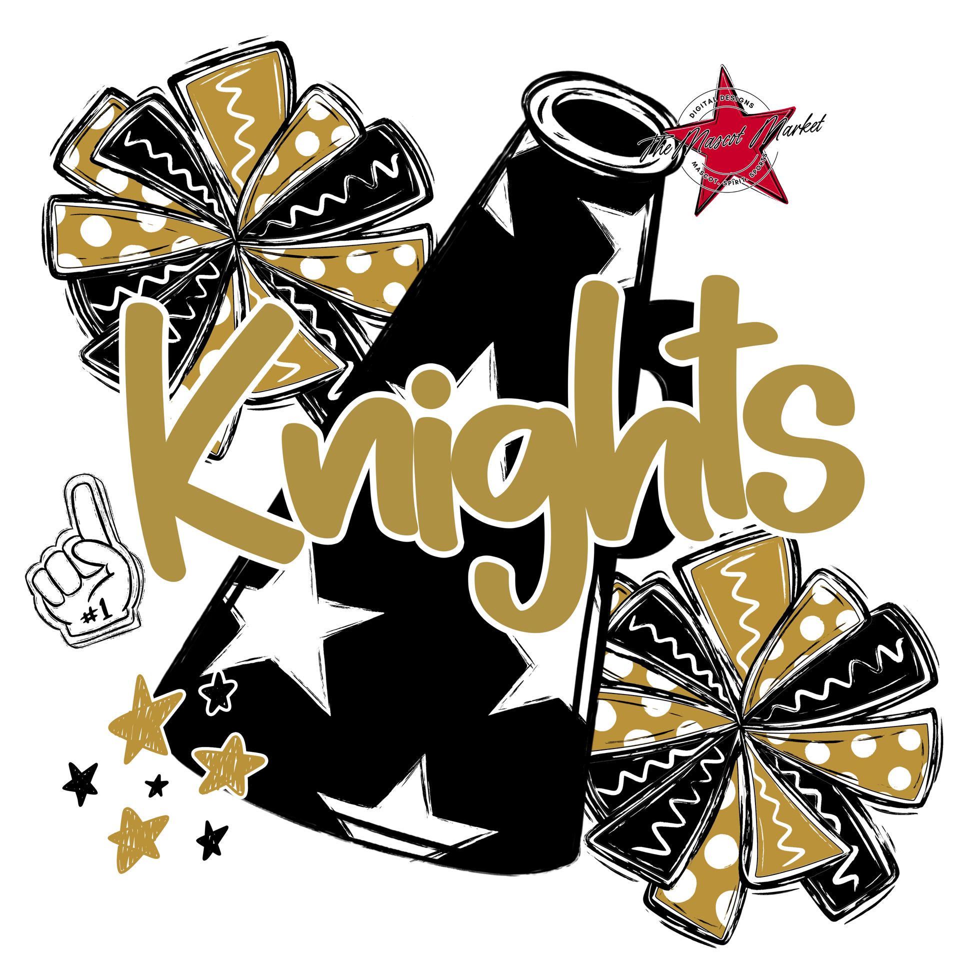 Knights Alpha Megaphone Design-Gold