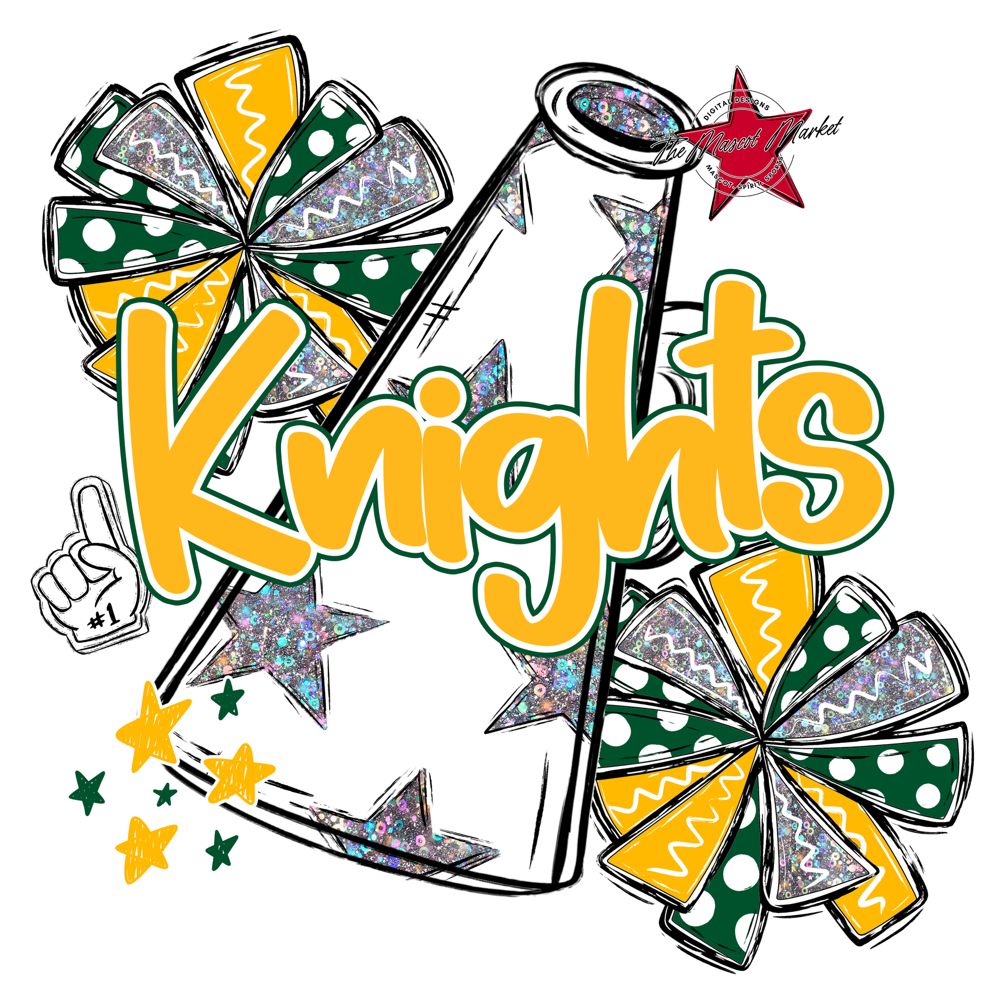 Knights Alpha Megaphone Design-Green-Yellow