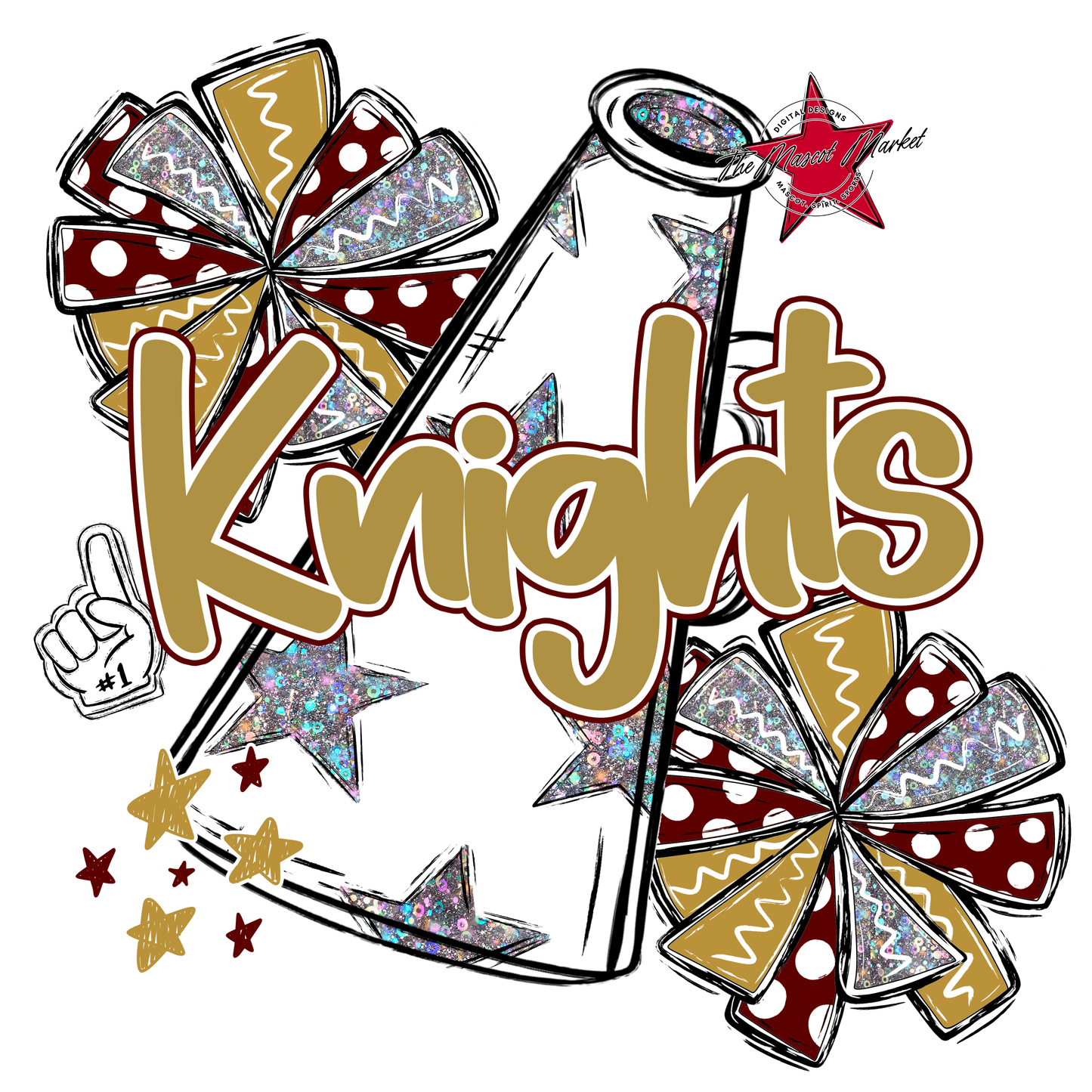 Knights Alpha Megaphone Design-Maroon-Gold