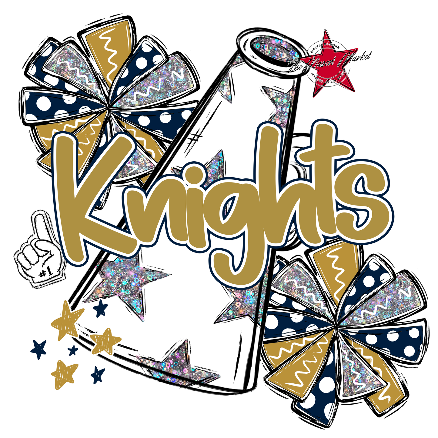 Knights Alpha Megaphone Design-Navy-Gold