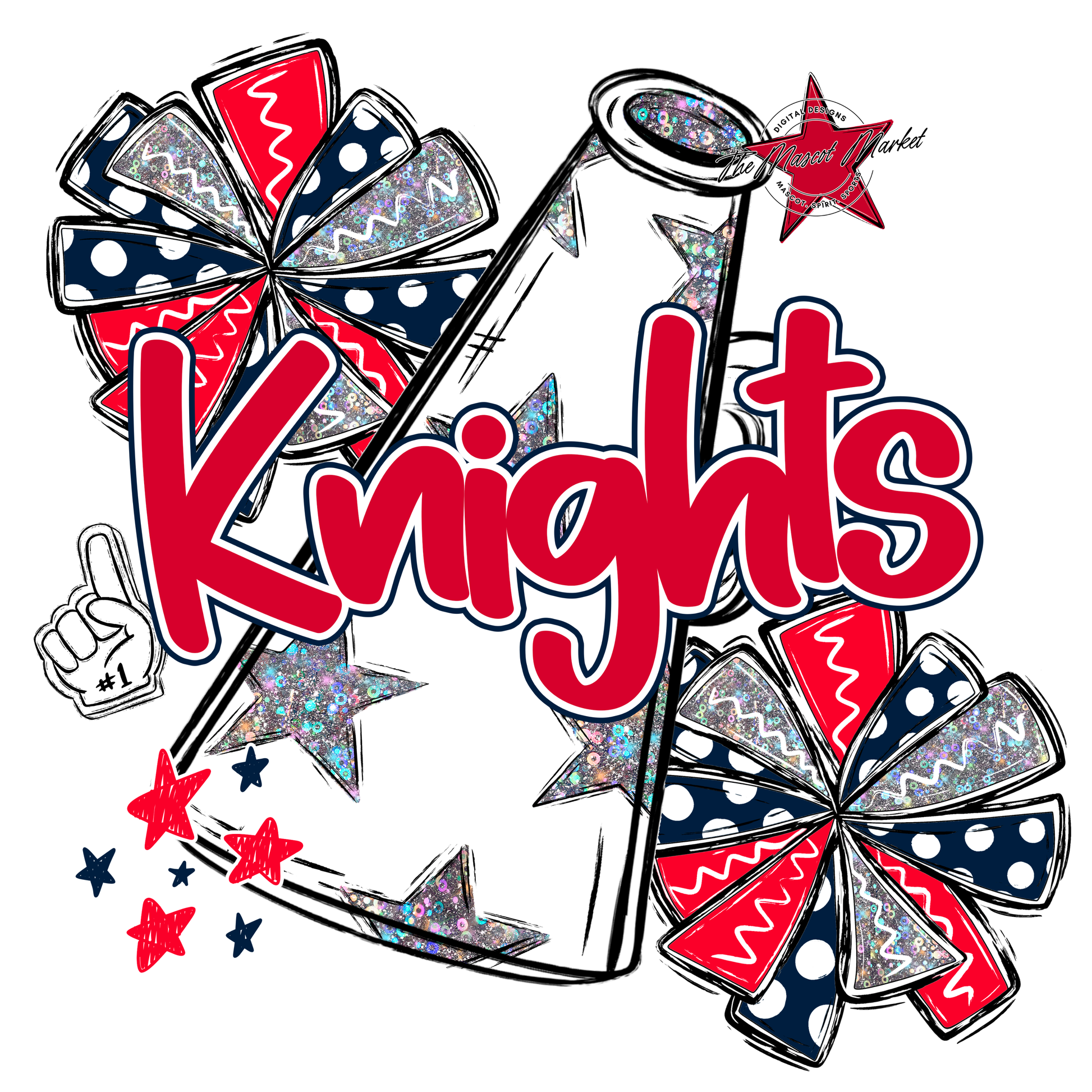Knights Alpha Megaphone Design-Navy-Red