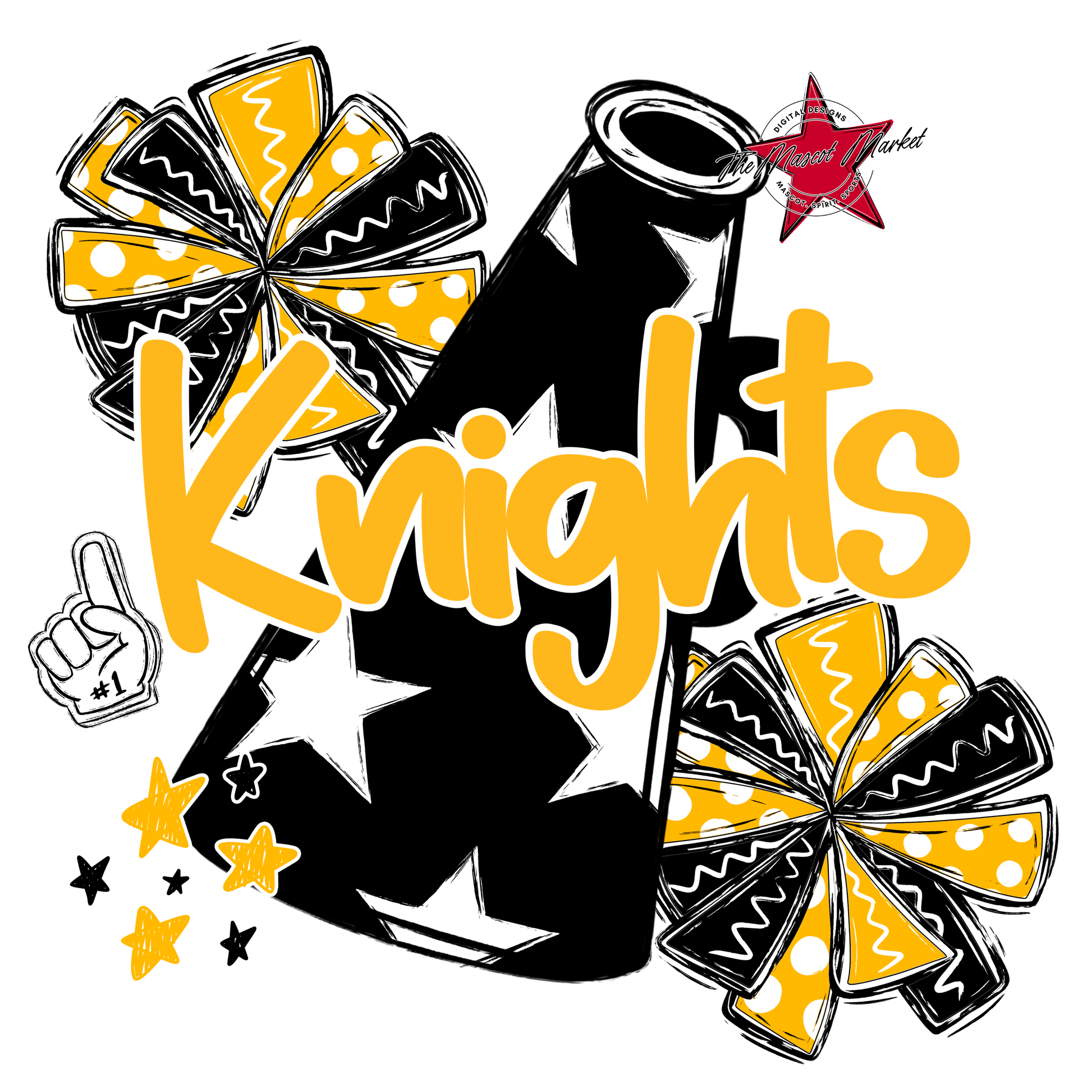 Knights Alpha Megaphone Design-Yellow