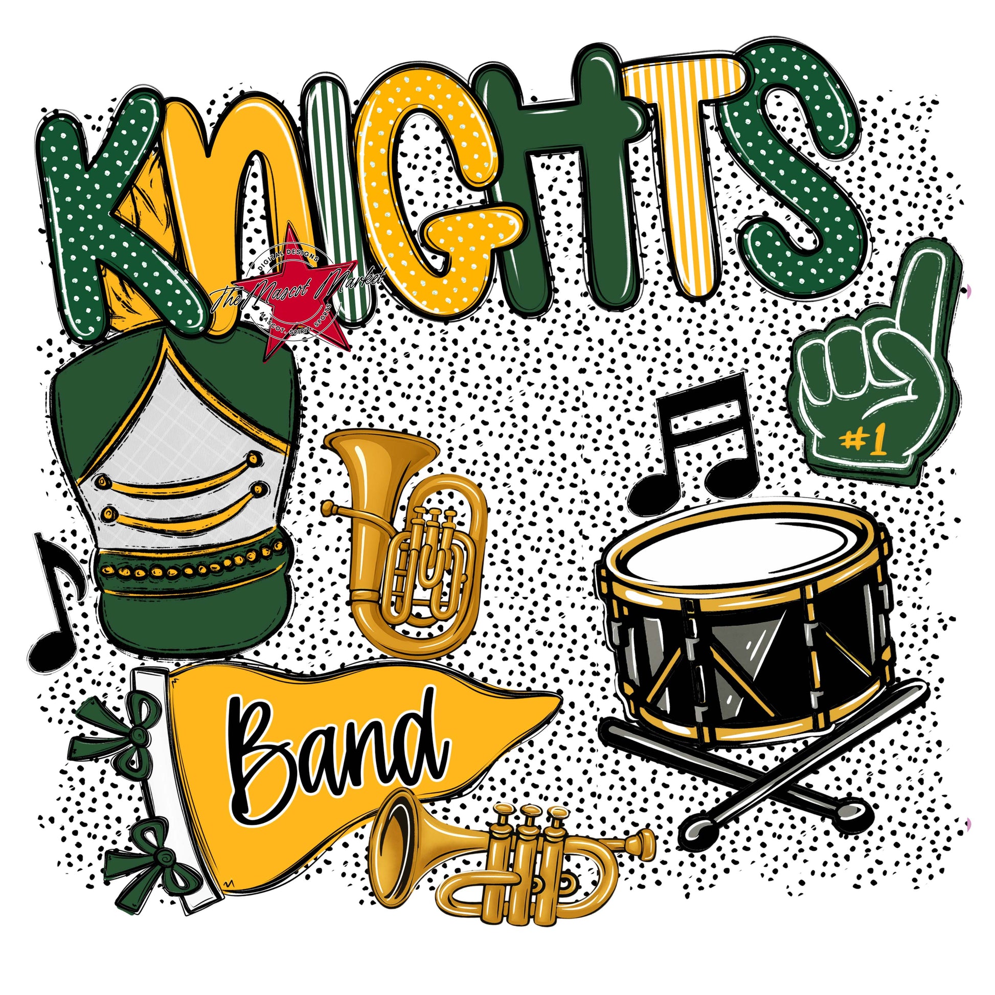 Knights Band Spirit-Green & Yellow