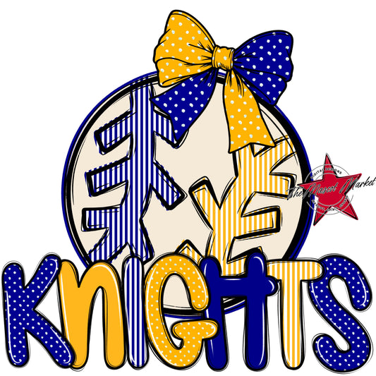 Knights Baseball-Softball Spirit Design-Blue & Yellow