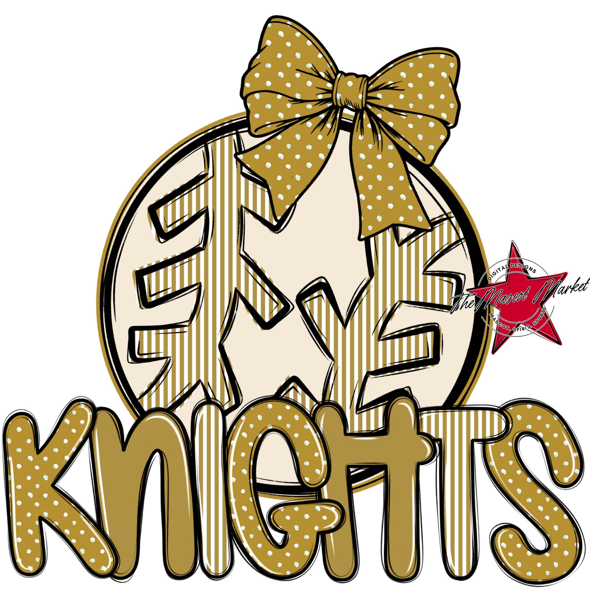 Knights Baseball-Softball Spirit Design-Gold