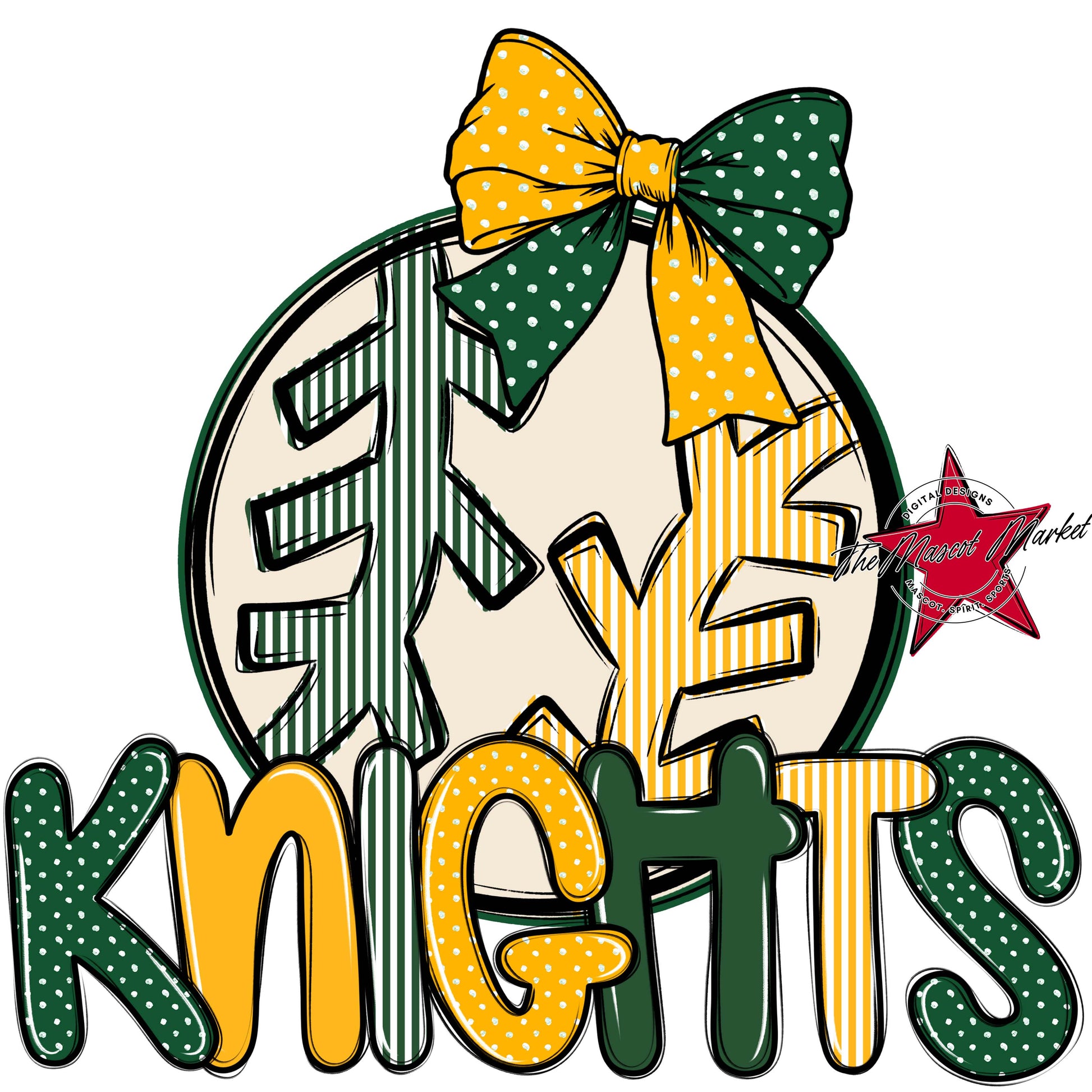 Knights Baseball-Softball Spirit Design-Green & Yellow