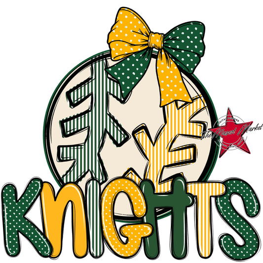 Knights Baseball-Softball Spirit Design-Green & Yellow