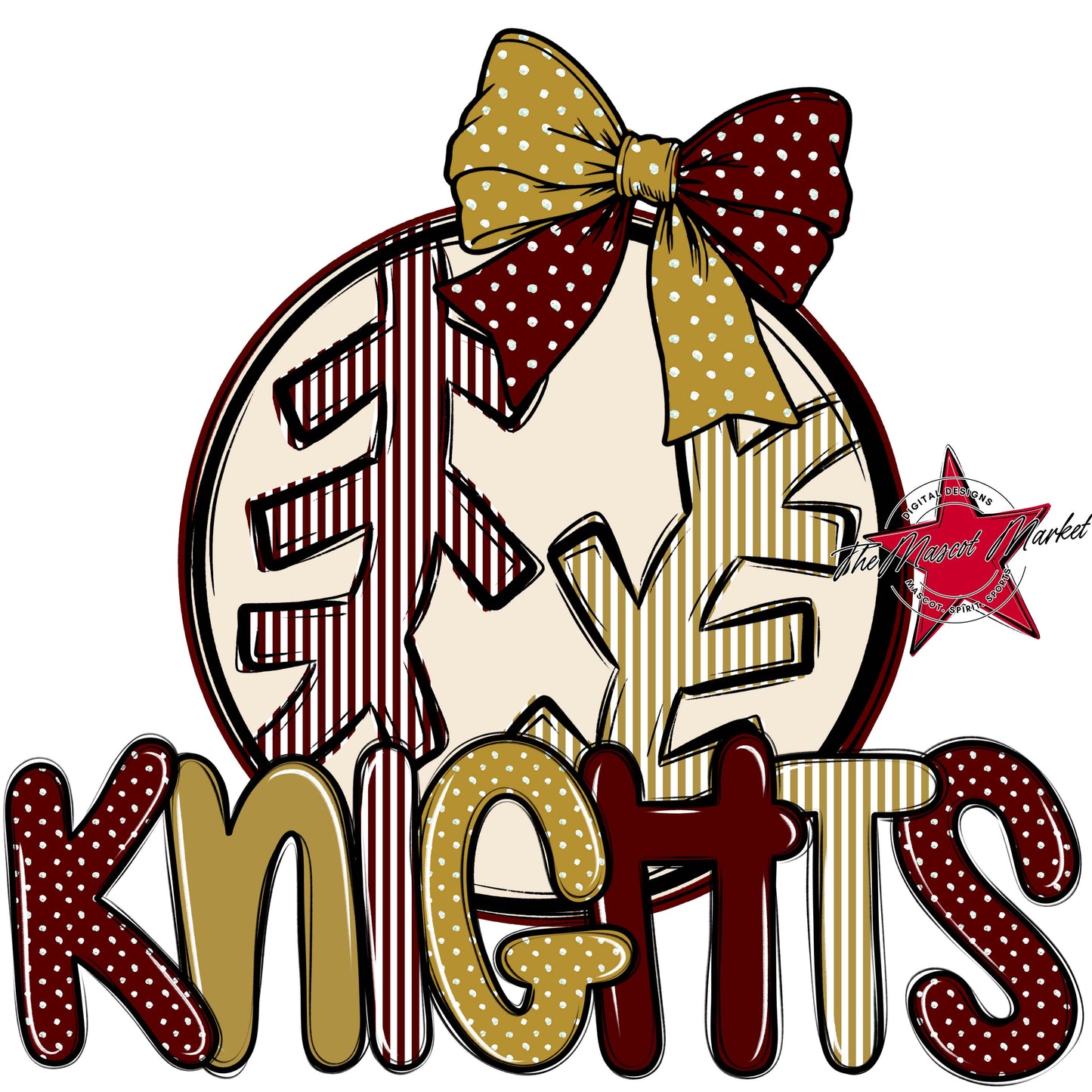 Knights Baseball-Softball Spirit Design-Maroon & Gold