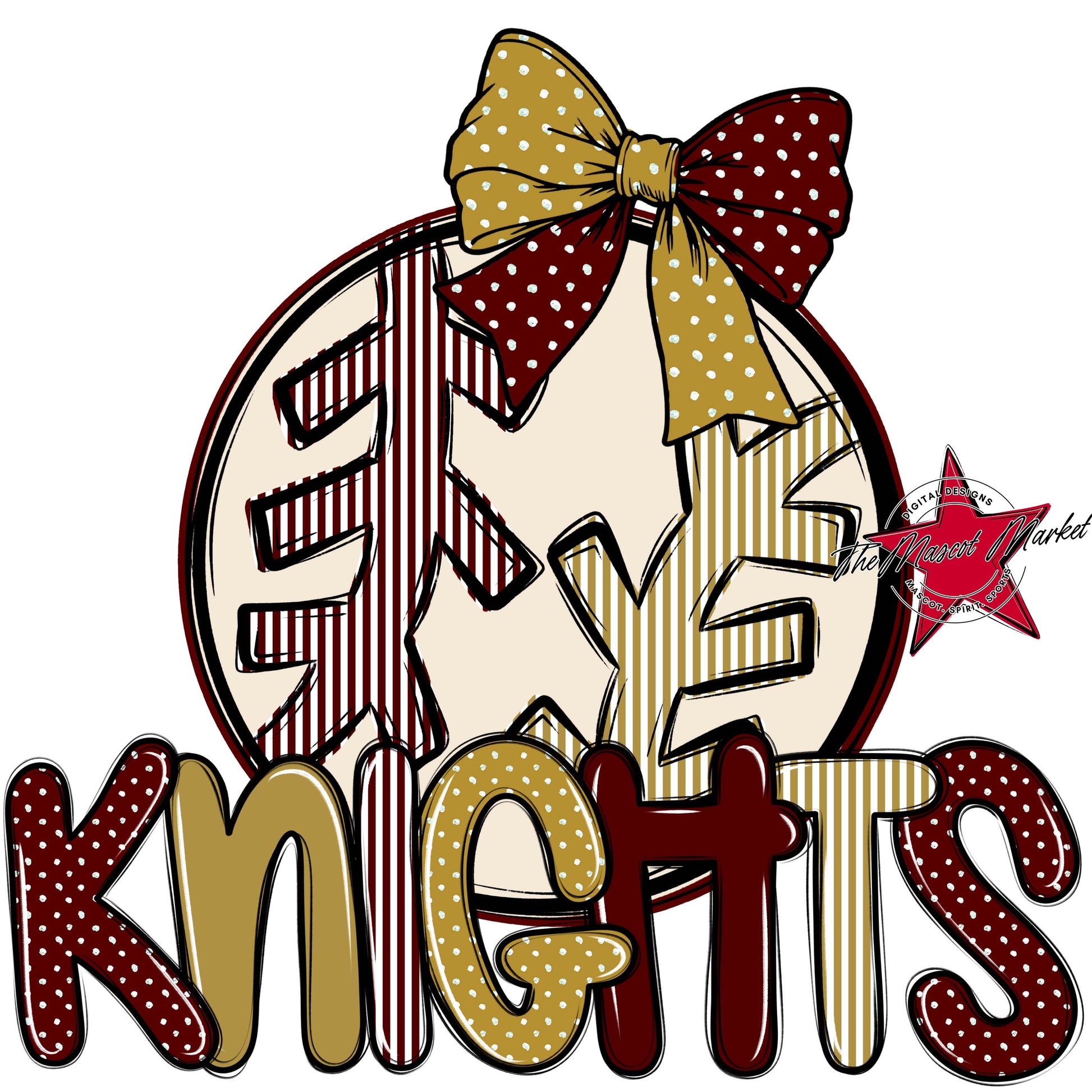 Knights Baseball-Softball Spirit Design-Maroon & Gold