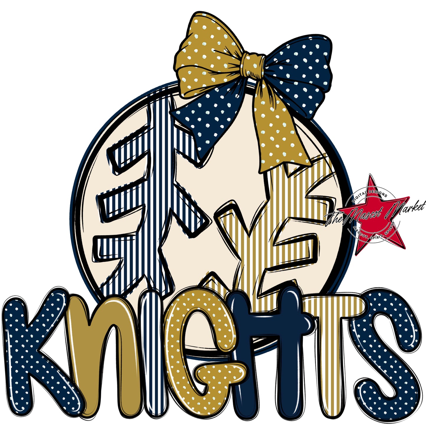 Knights Baseball-Softball Spirit Design-Navy & Gold