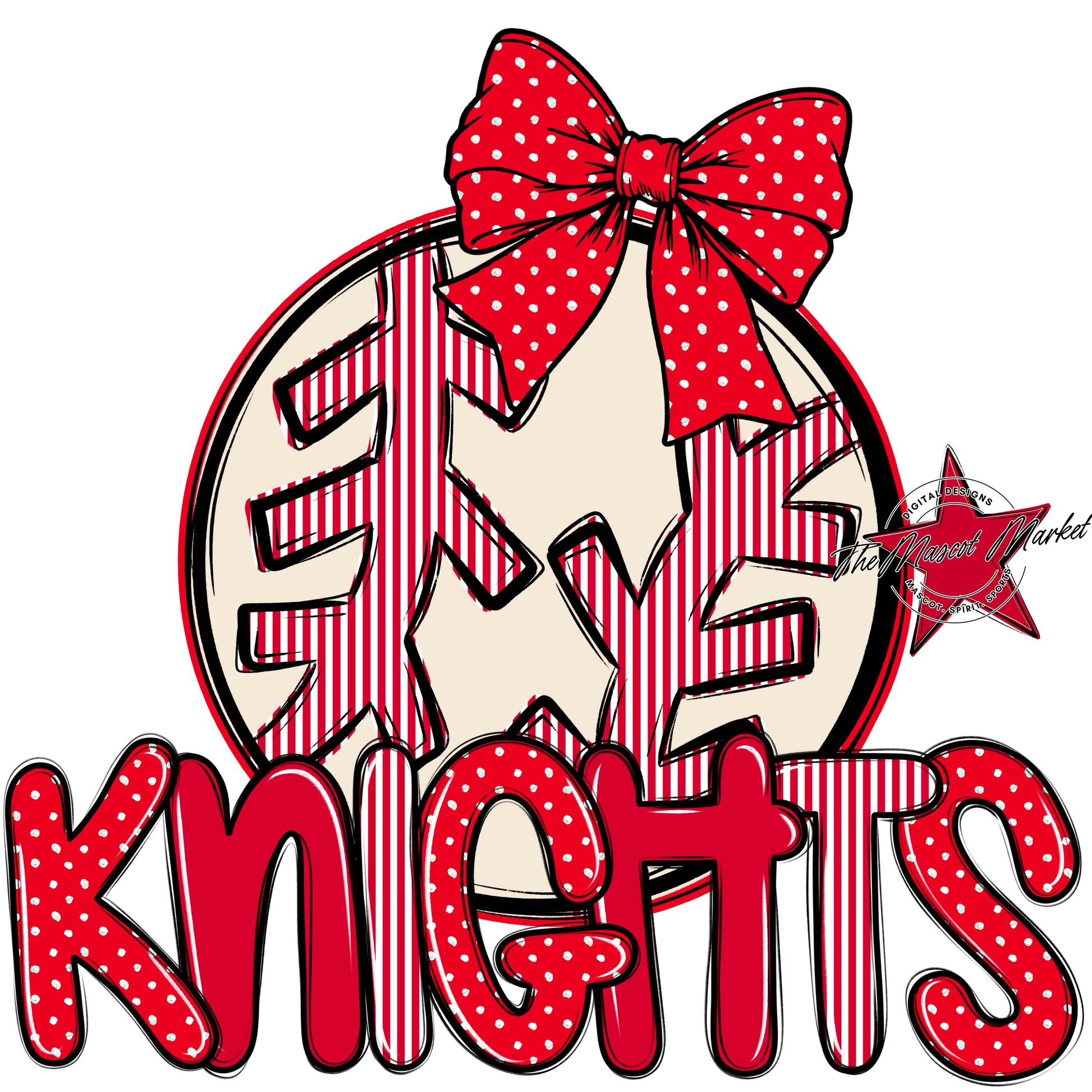 Knights Baseball-Softball Spirit Design-Red