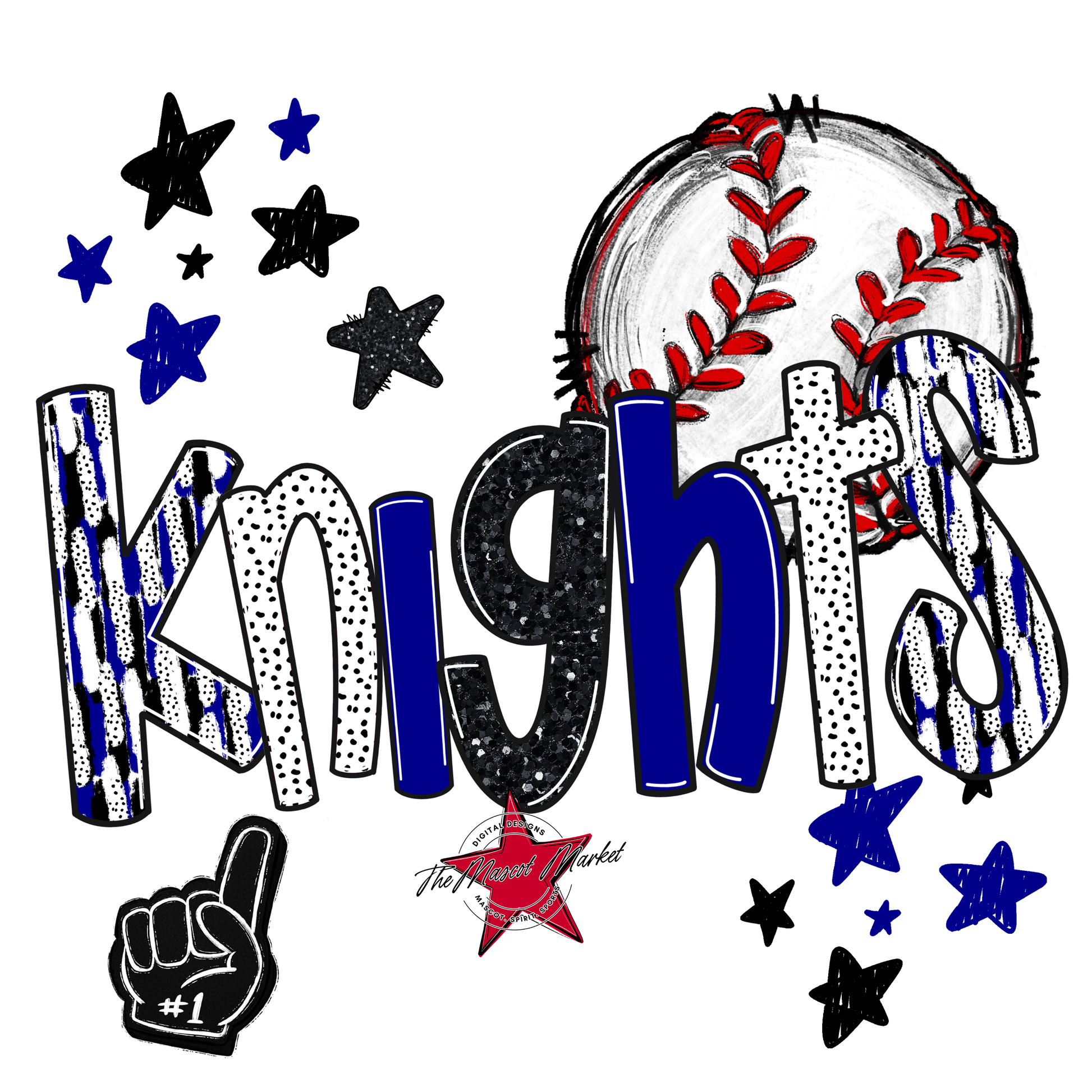 Knights Baseball Scrape-Blue