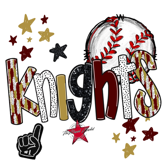 Knights Baseball Scrape-Maroon-Gold