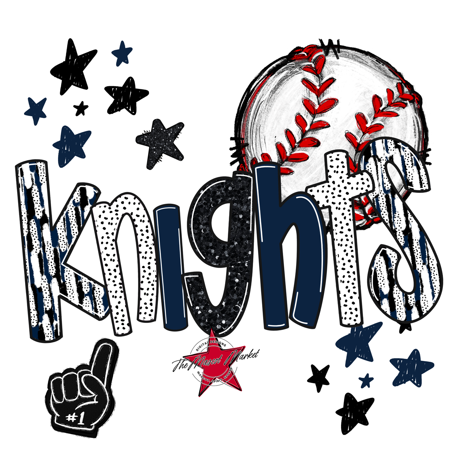 Knights Baseball Scrape-Navy