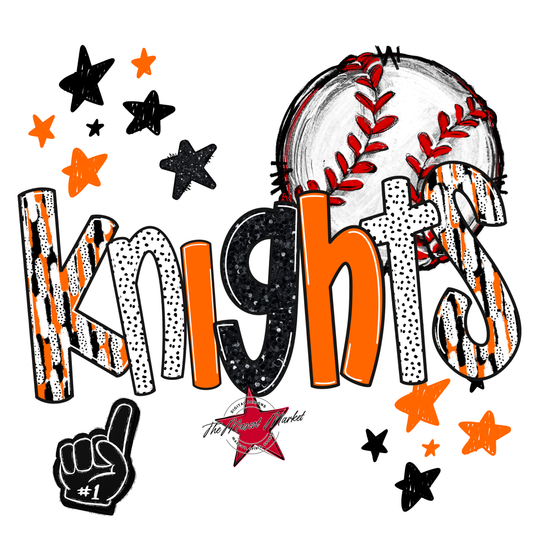 Knights Baseball Scrape-Orange