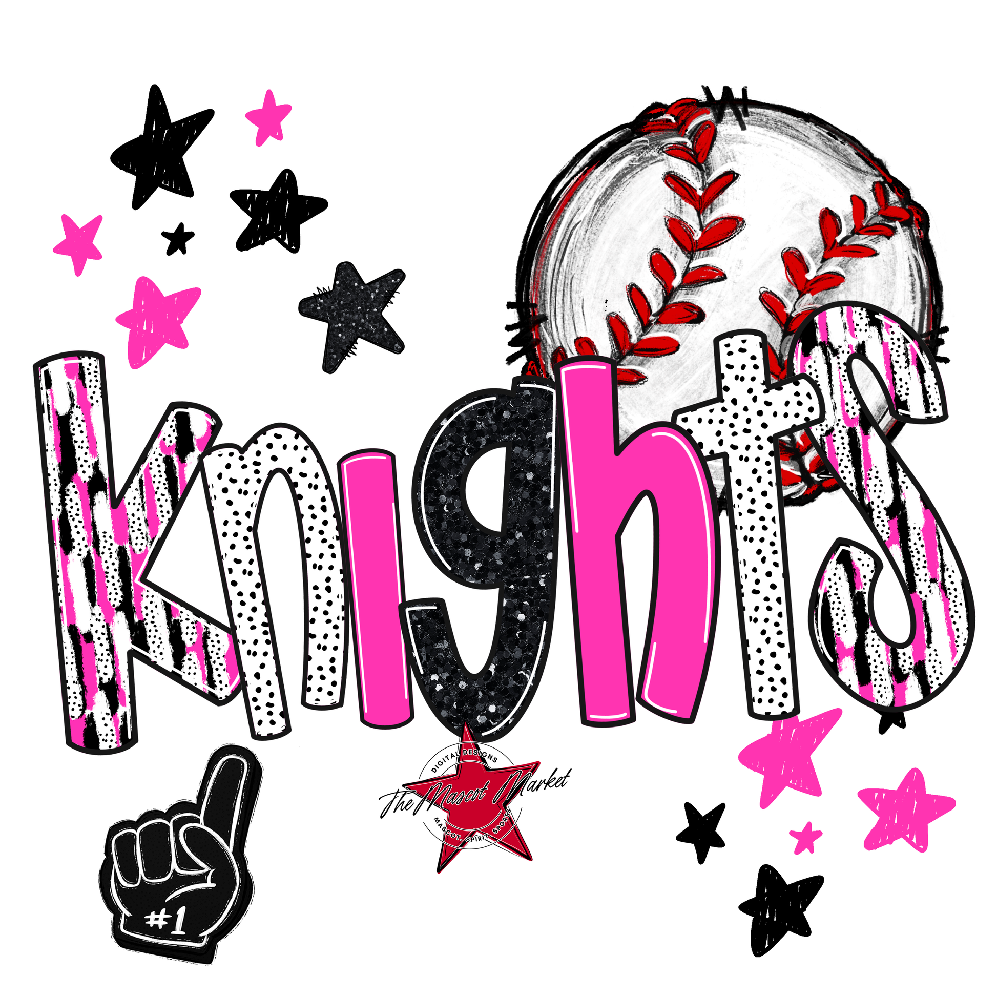 Knights Baseball Scrape-Pink