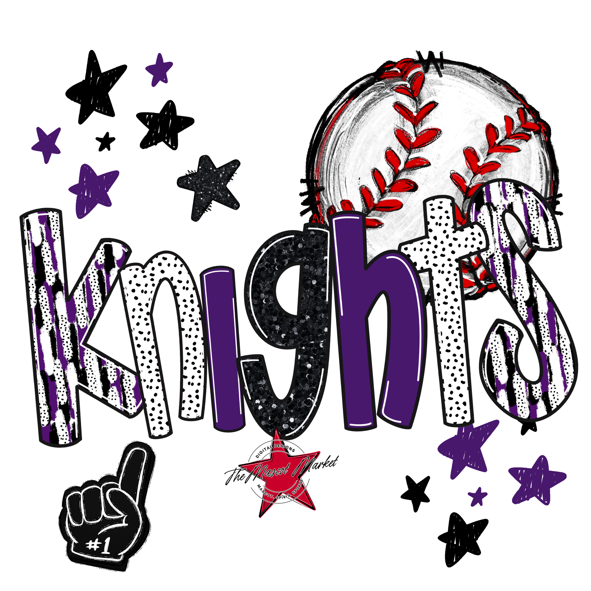 Knights Baseball Scrape-Purple