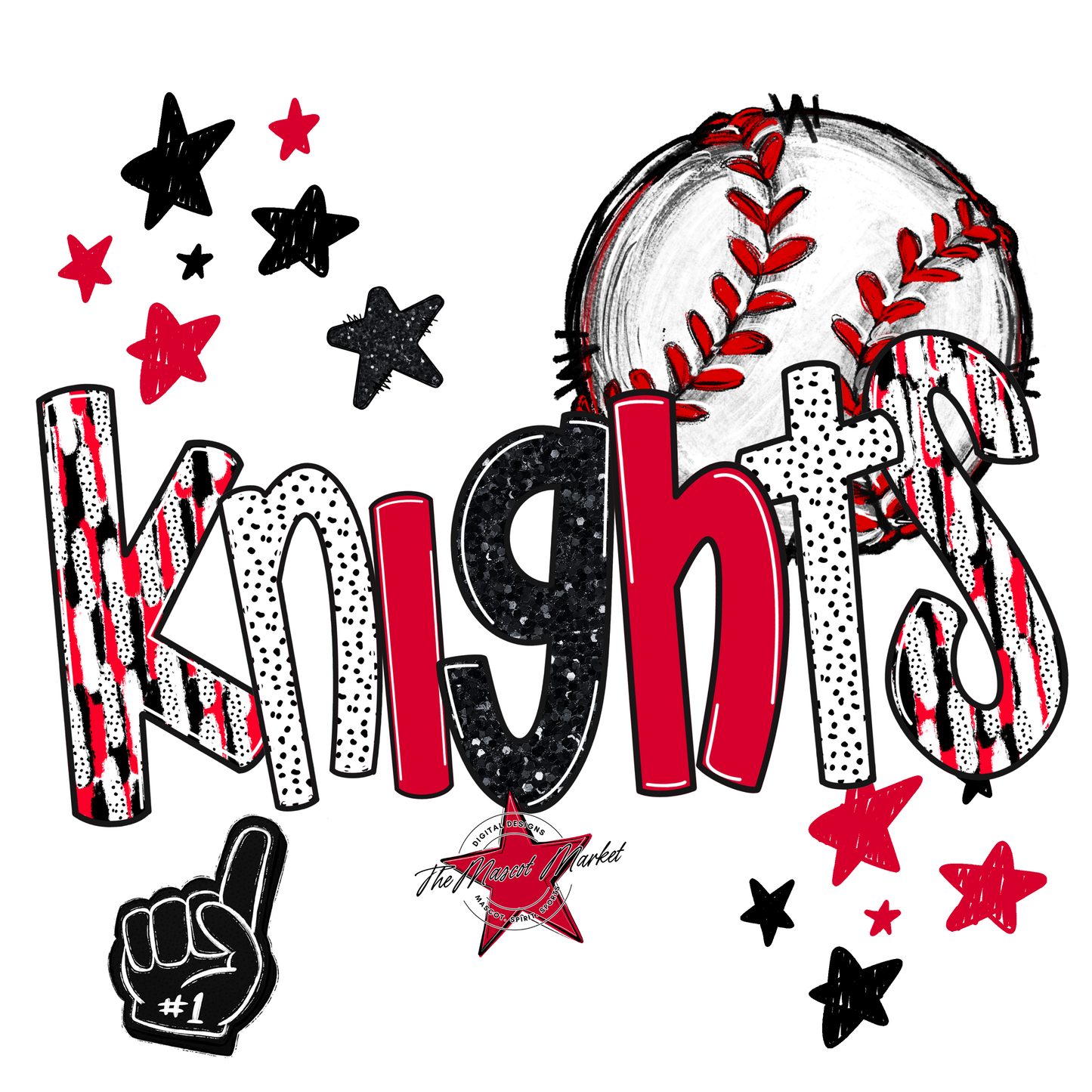 Knights Baseball Scrape-Red