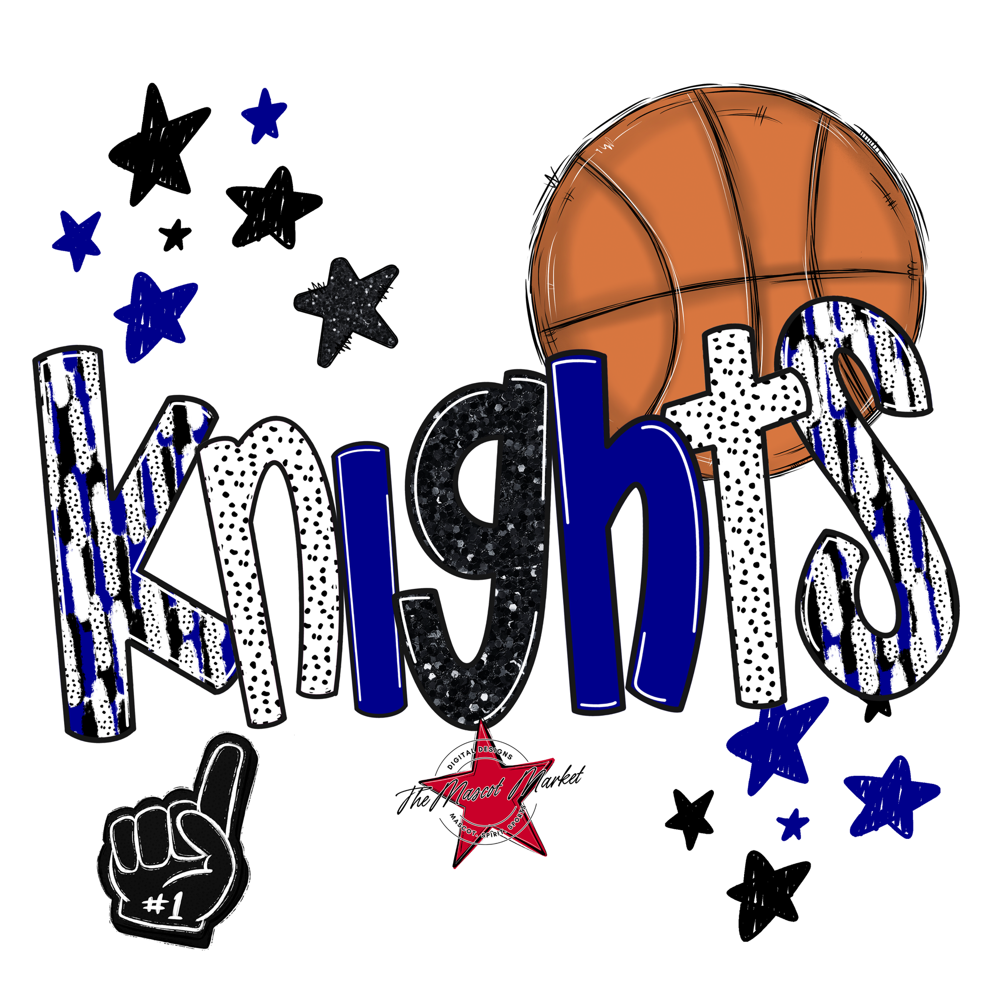 Knights Basketball Scrape-Blue
