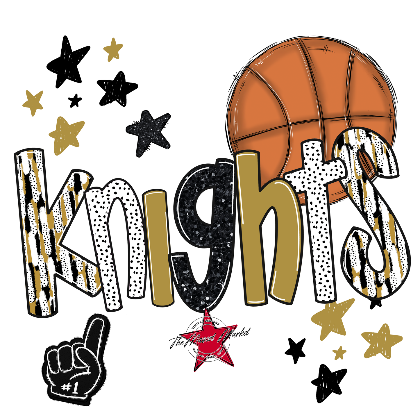 Knights Basketball Scrape-Gold
