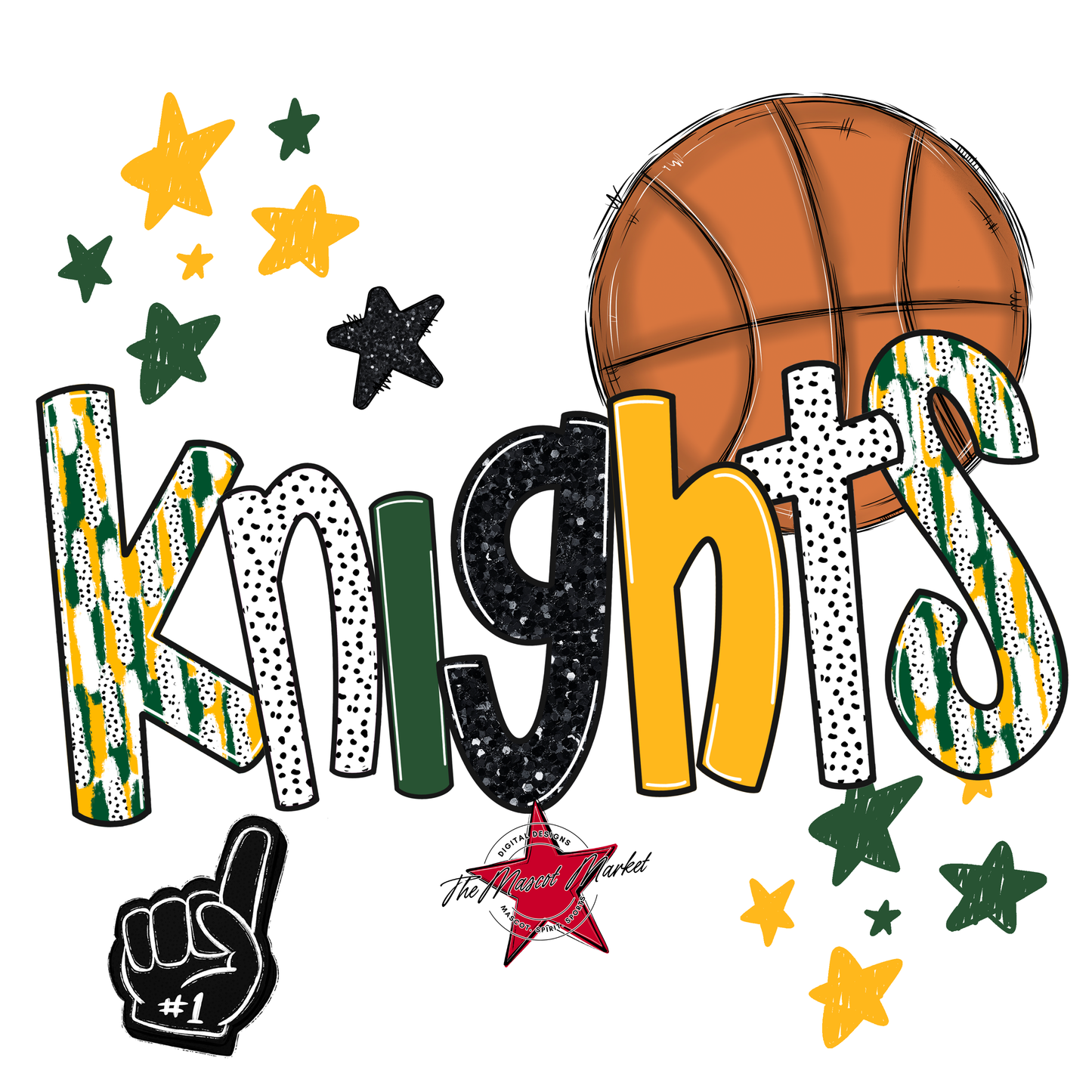 Knights Basketball Scrape-Green-Yellow