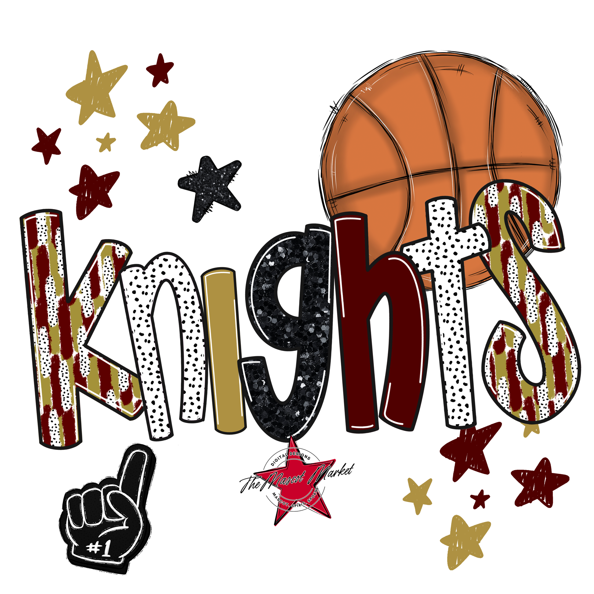Knights Basketball Scrape-Maroon-Gold