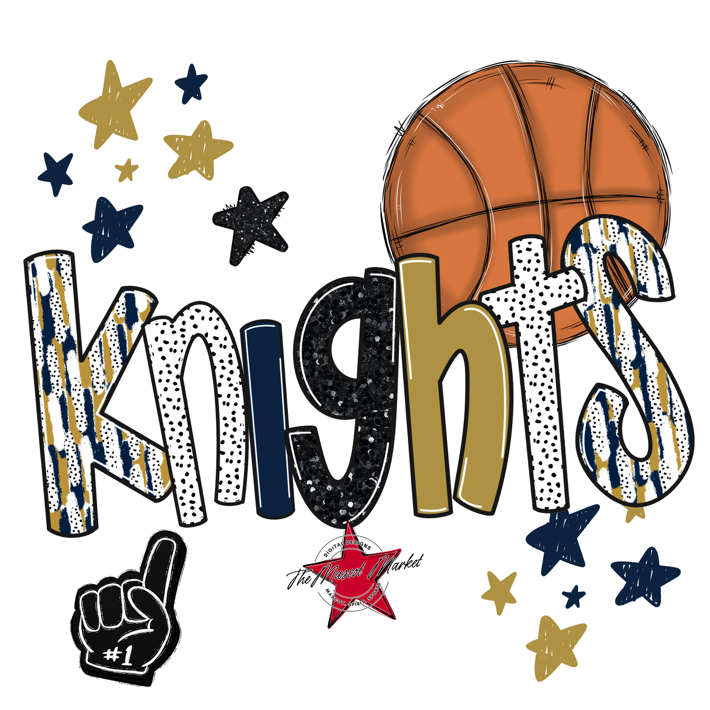 Knights Basketball Scrape-Navy-Gold
