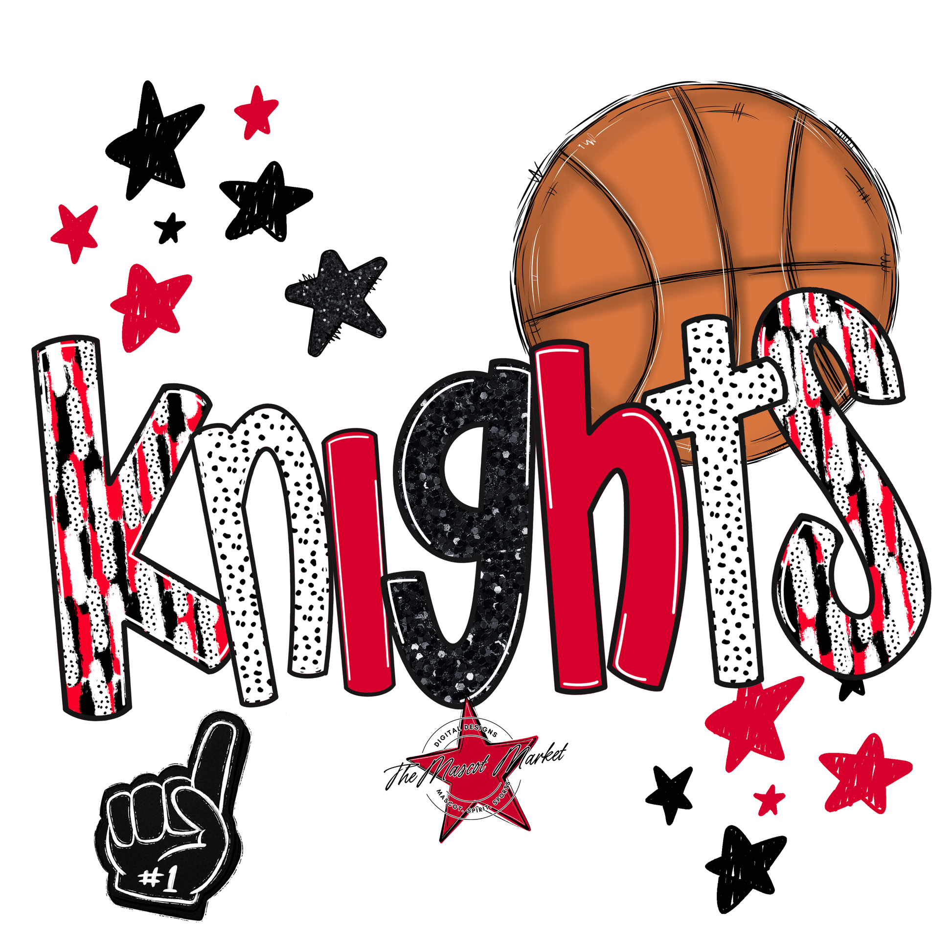 Knights Basketball Scrape-Red